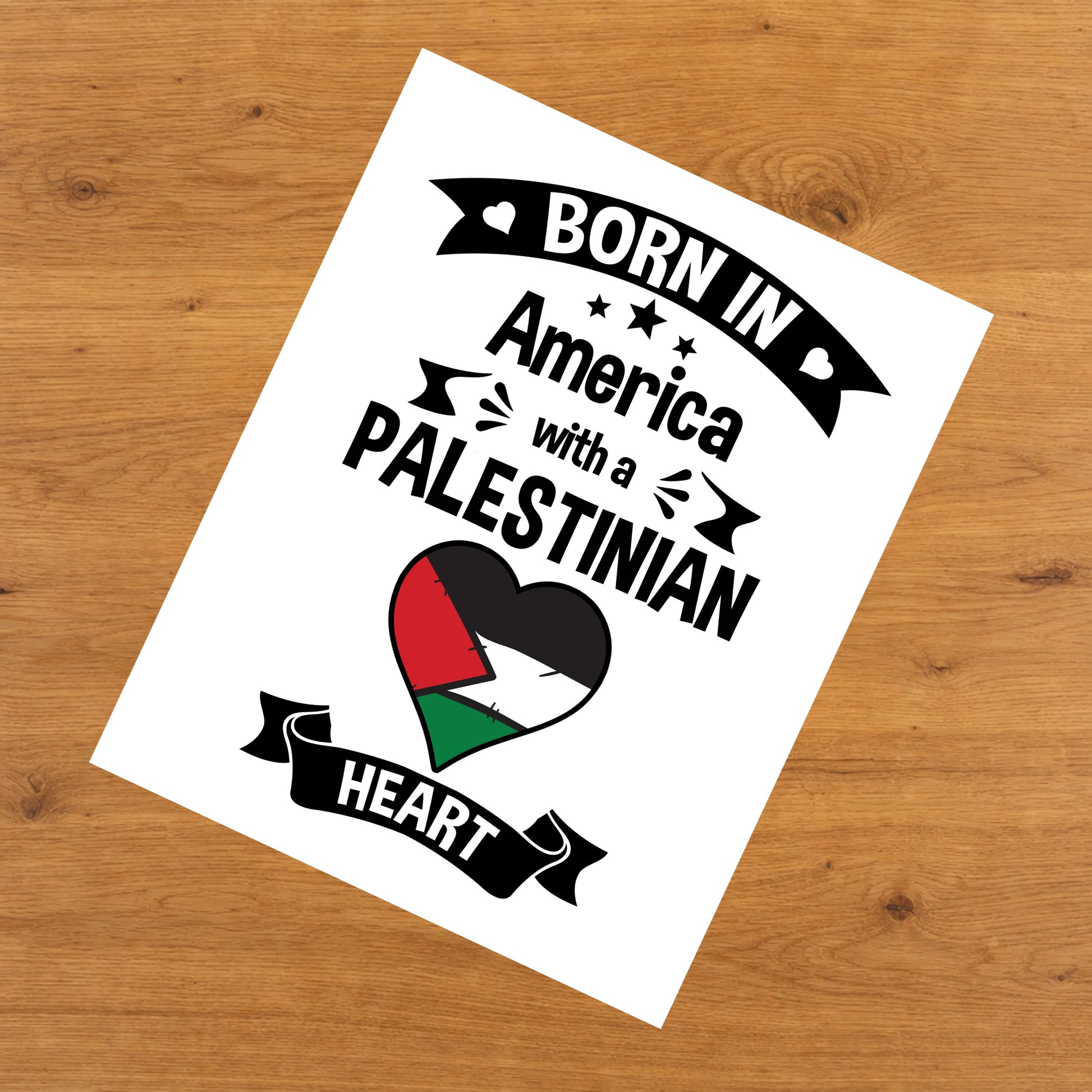 Born In America With A Palestinian Heart Baby Nursery 8"x10" Wall Art Print