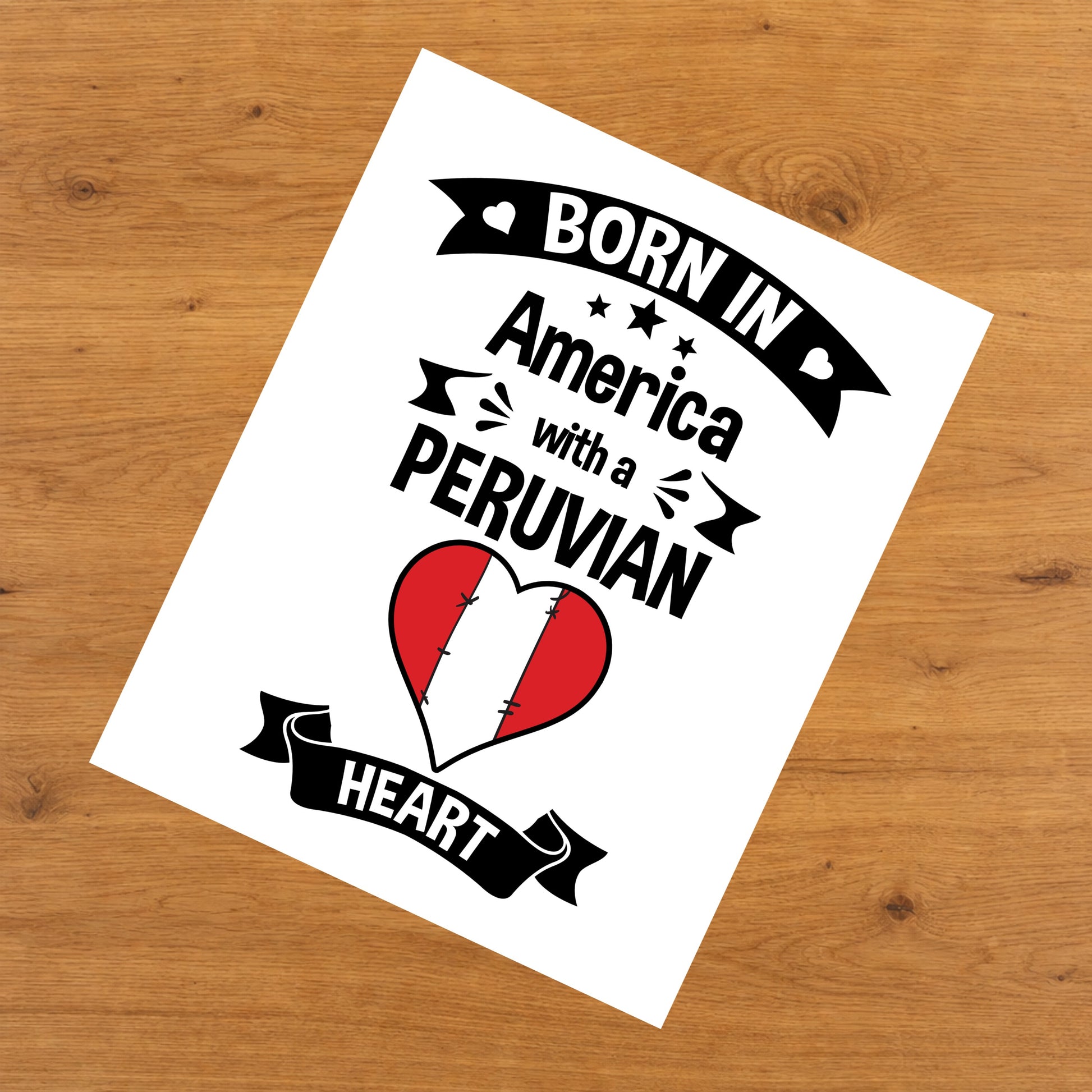 Born In America With A Peruvian Heart Baby Nursery 8"x10" Wall Art Print