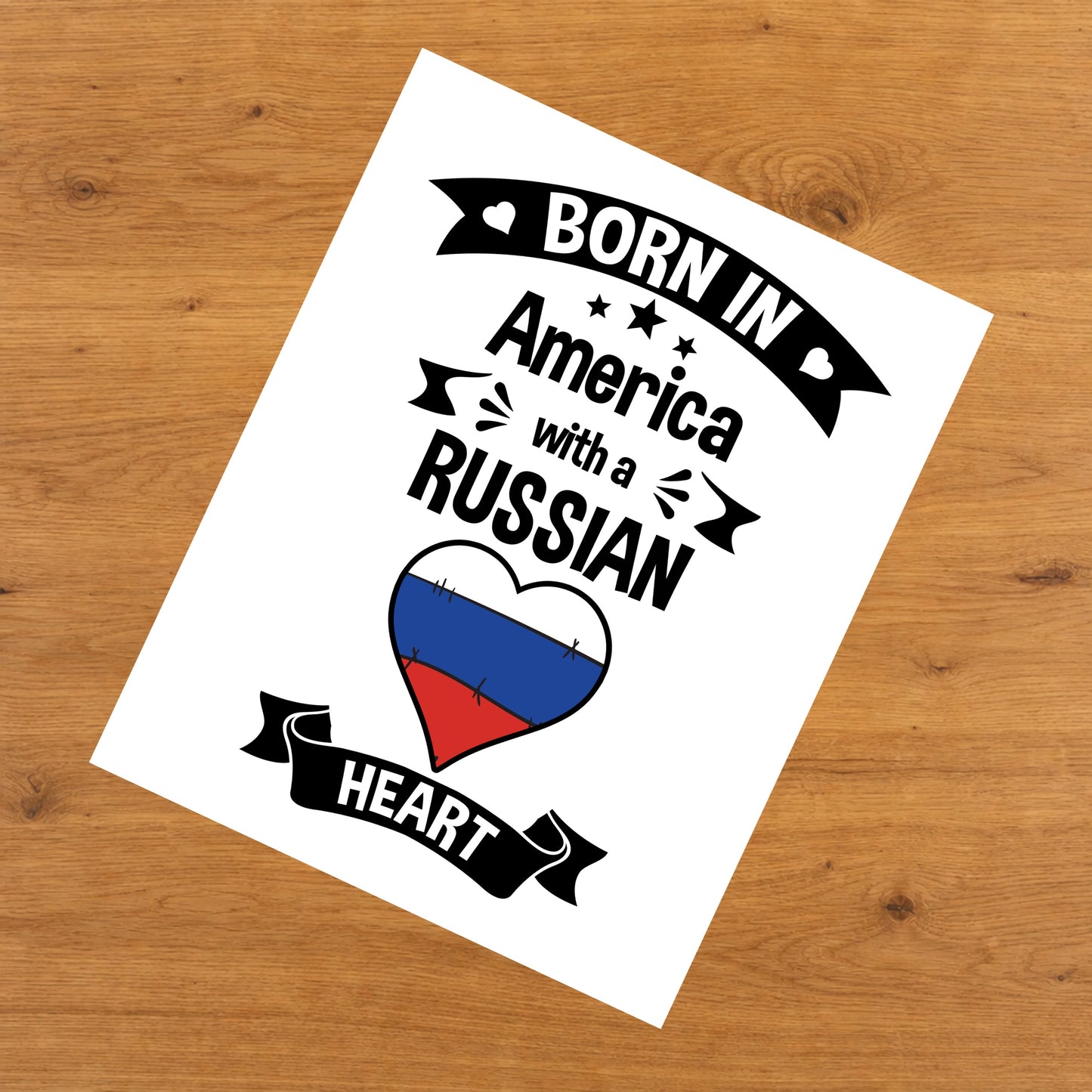 Born In America With A Russian Heart Baby Nursery 8"x10" Wall Art Print