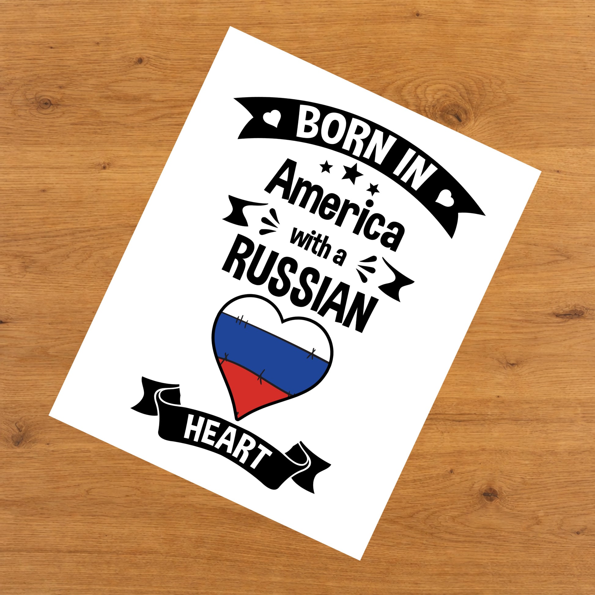 Born In America With A Russian Heart Baby Nursery 8"x10" Wall Art Print