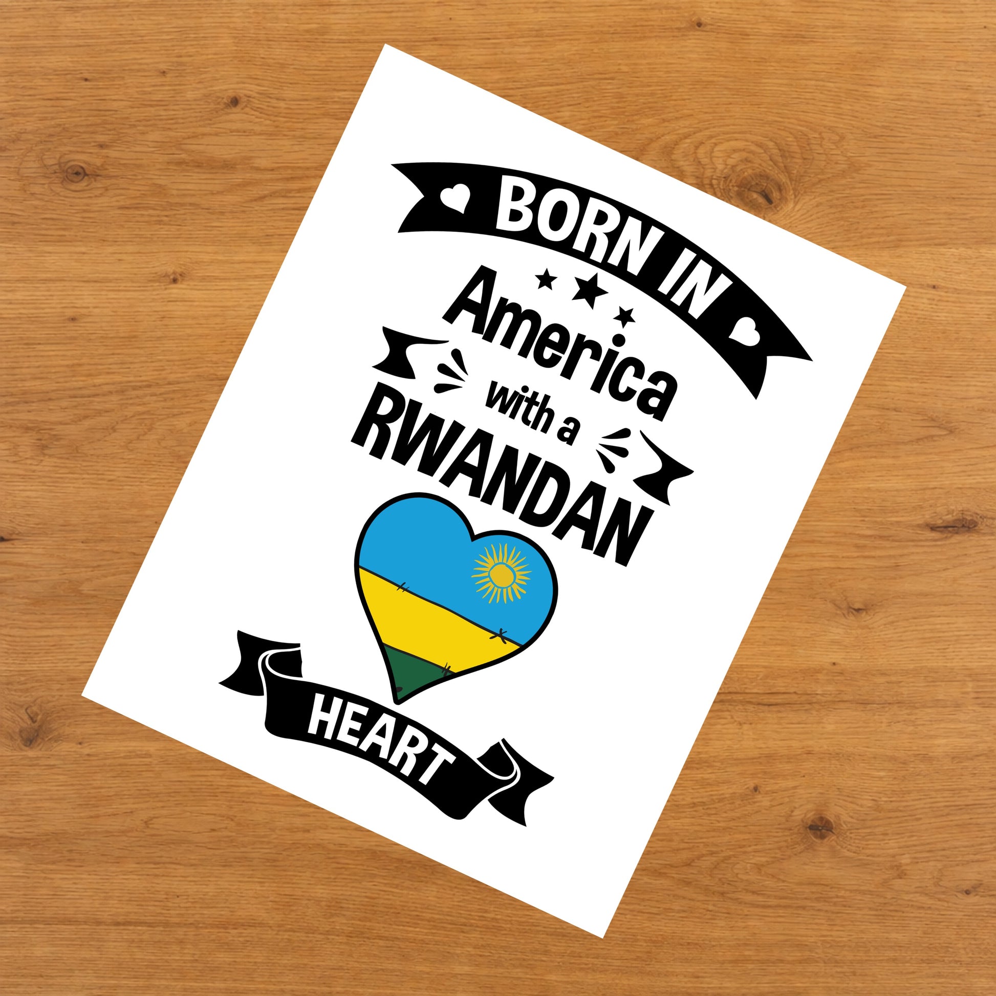 Born In America With A Rwandan Heart Baby Nursery 8"x10" Wall Art Print
