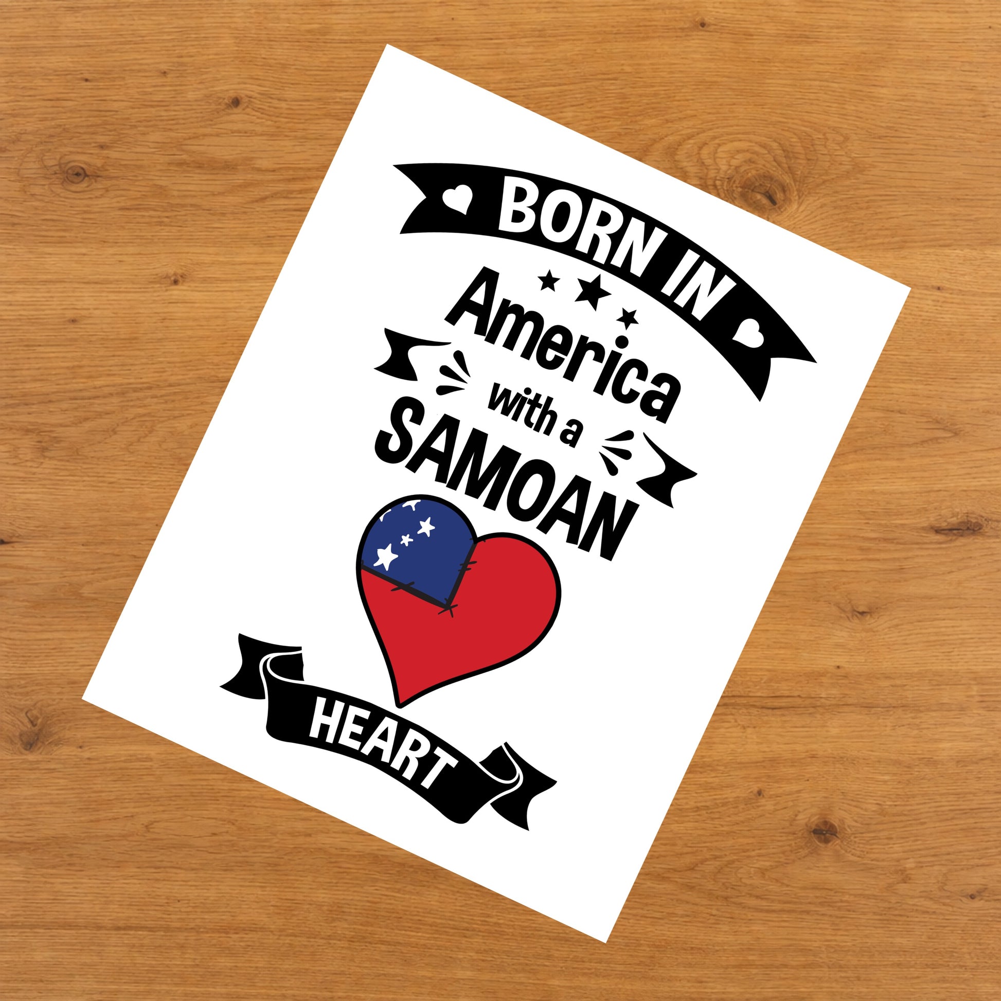 Born In America With A Samoan Heart Baby Nursery 8"x10" Wall Art Print