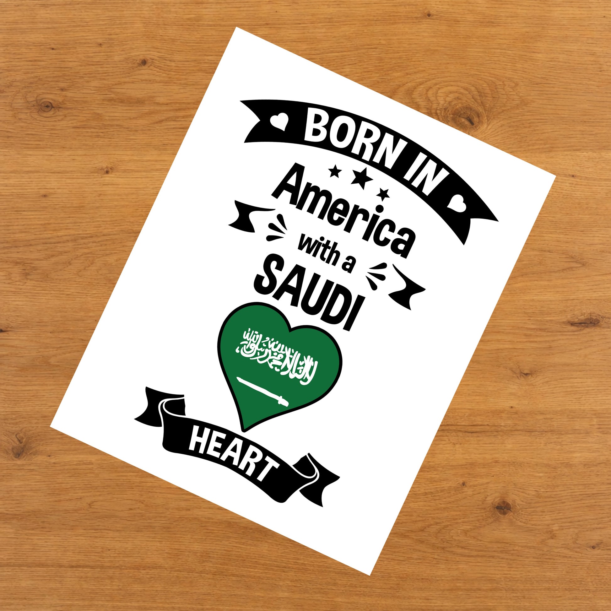 Born In America With A Saudi Heart Baby Nursery 8"x10" Wall Art Print