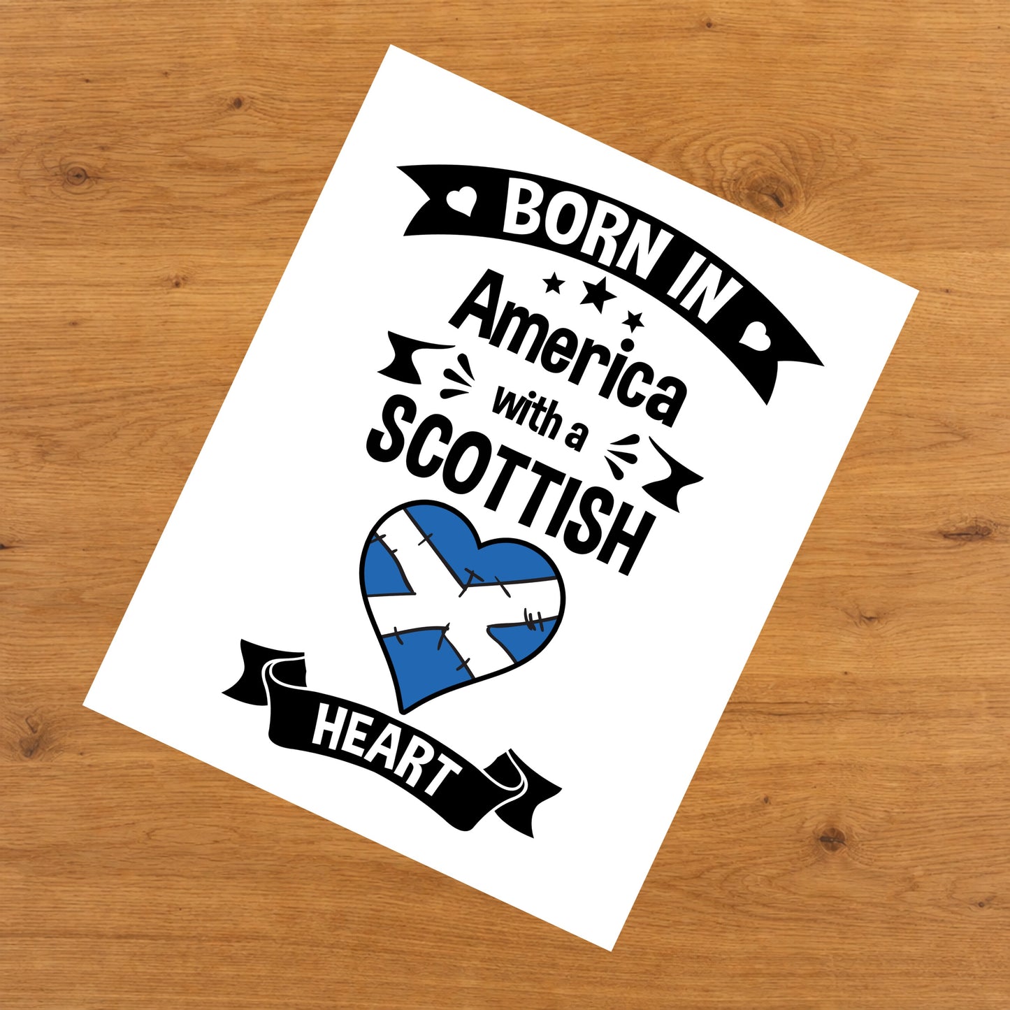Born In America With A Scottish Heart Baby Nursery 8"x10" Wall Art Print