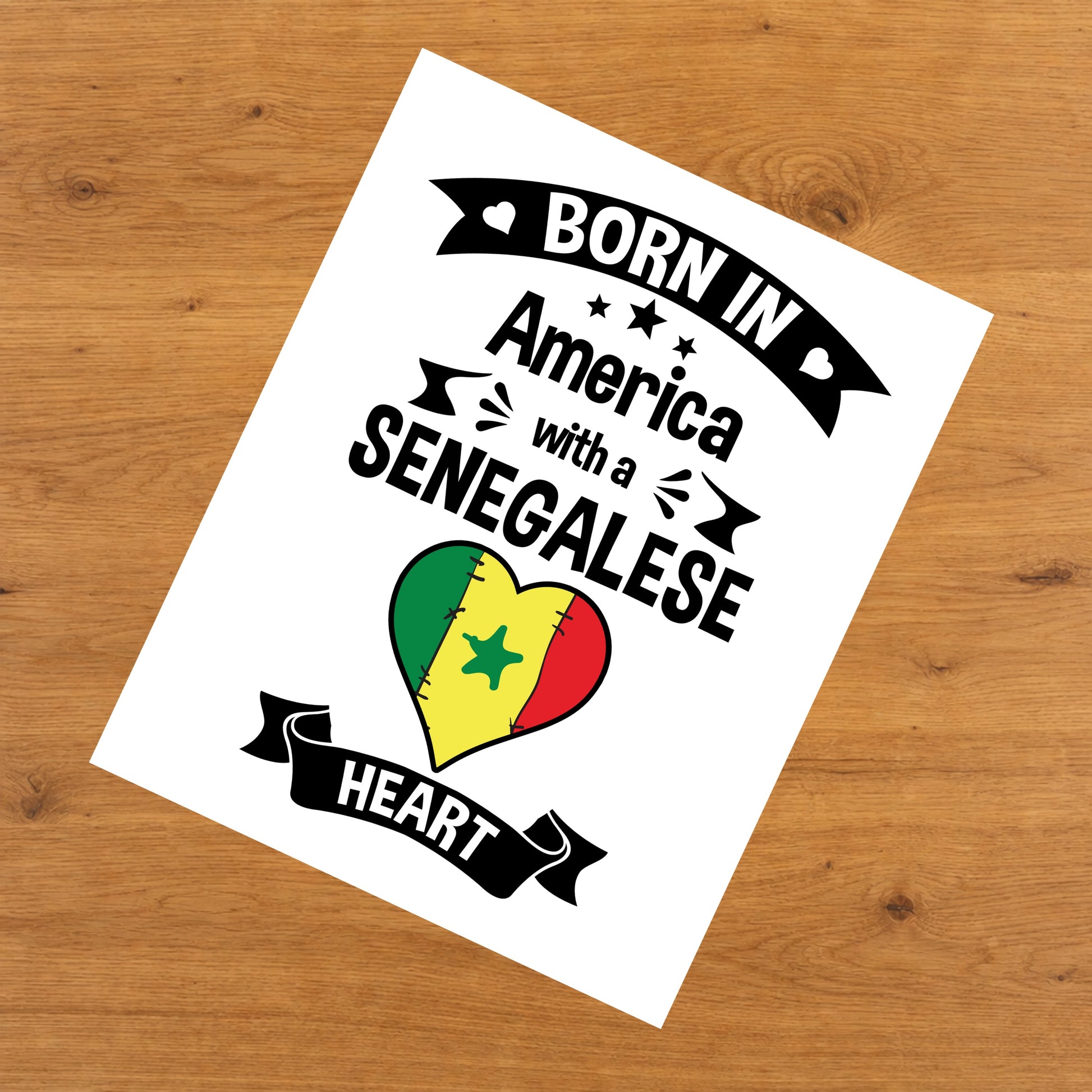 Born In America With A Senegalese Heart Baby Nursery 8"x10" Wall Art Print