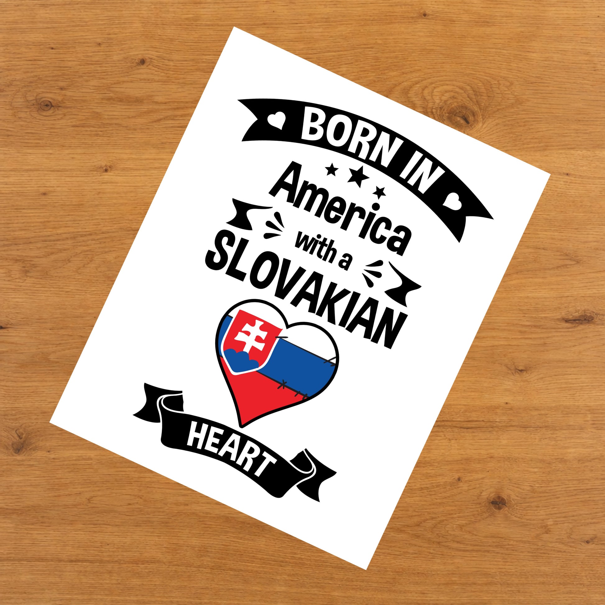 Born In America With A Slovakian Heart Baby Nursery 8"x10" Wall Art Print