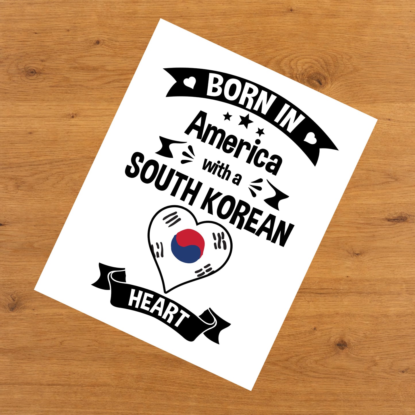 Born In America With A Korean Heart Baby Nursery 8"x10" Wall Art Print