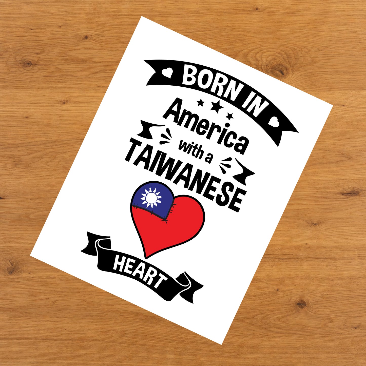 Born In America With A Taiwanese Heart Baby Nursery 8"x10" Wall Art Print