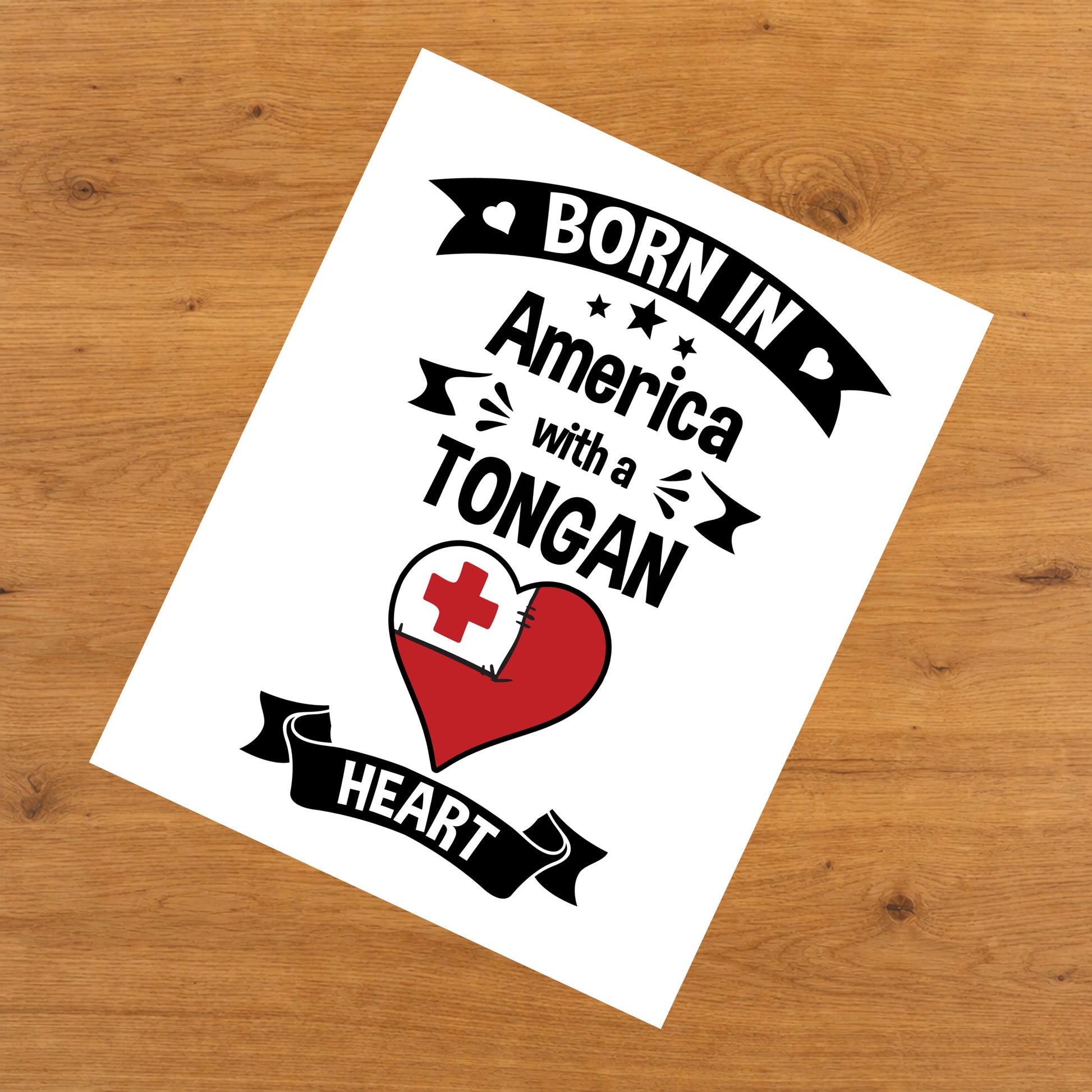Born In America With A Tongan Heart Baby Nursery 8"x10" Wall Art Print