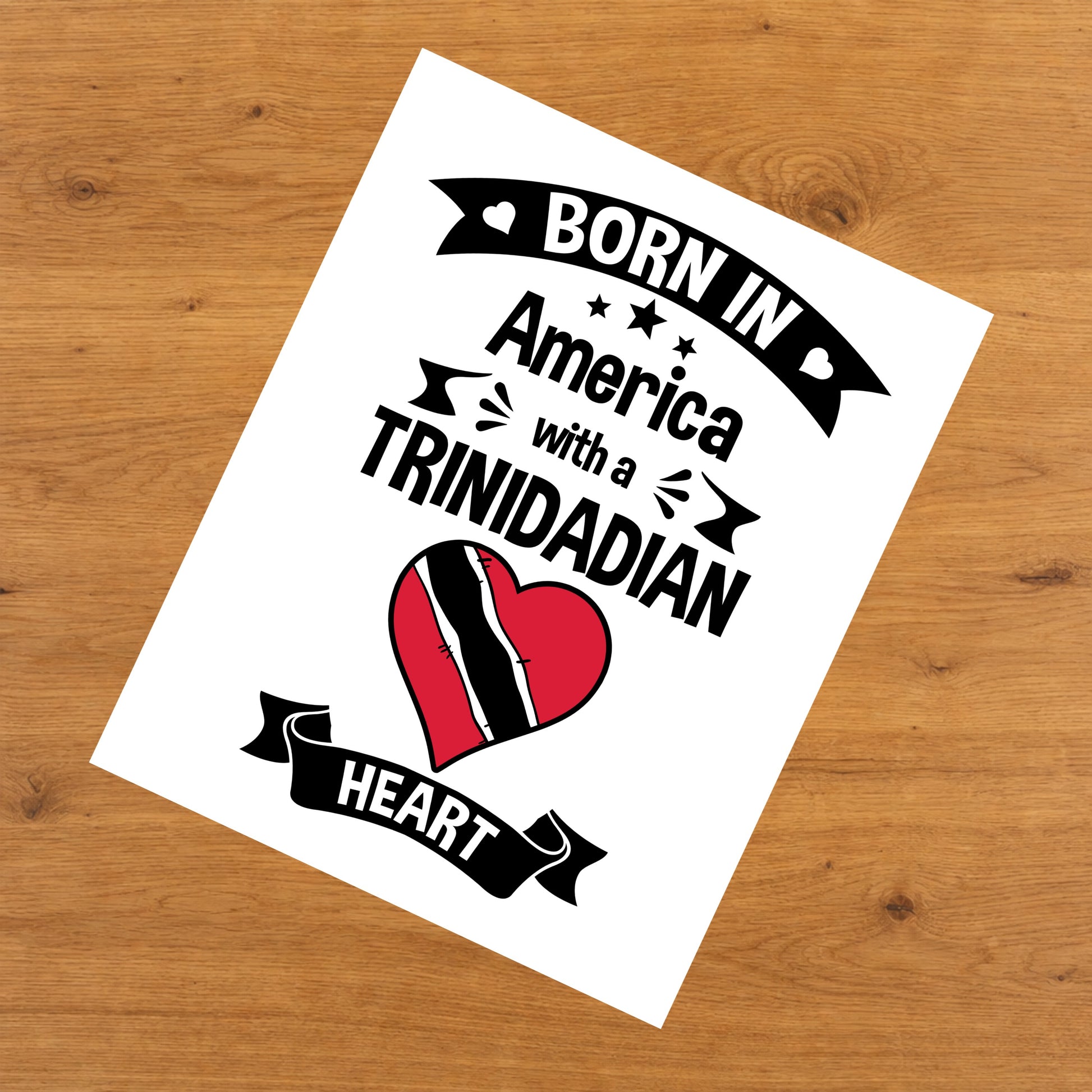 Born In America With A Trinidadian Heart Baby Nursery 8"x10" Wall Art Print