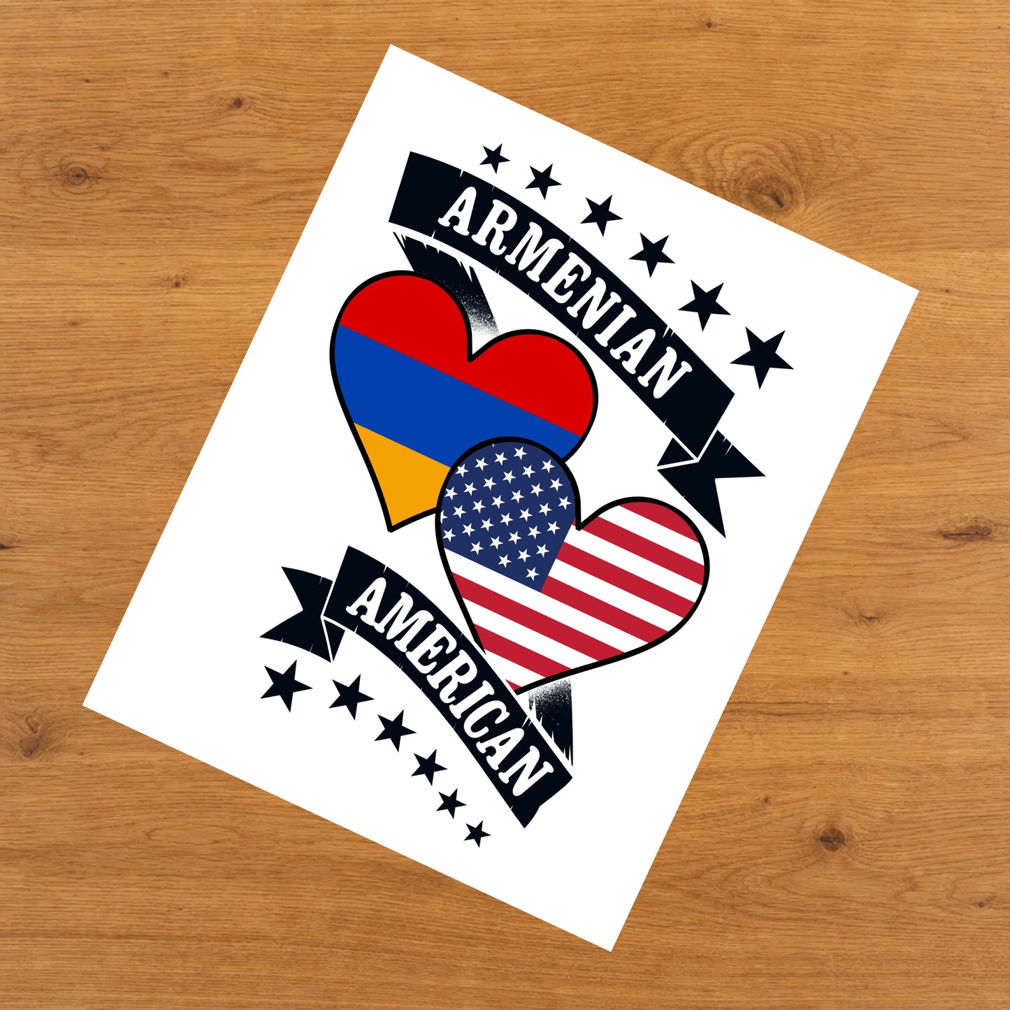 Armenian American Heart Flags Armenia America 8"x10" Wall Art Print