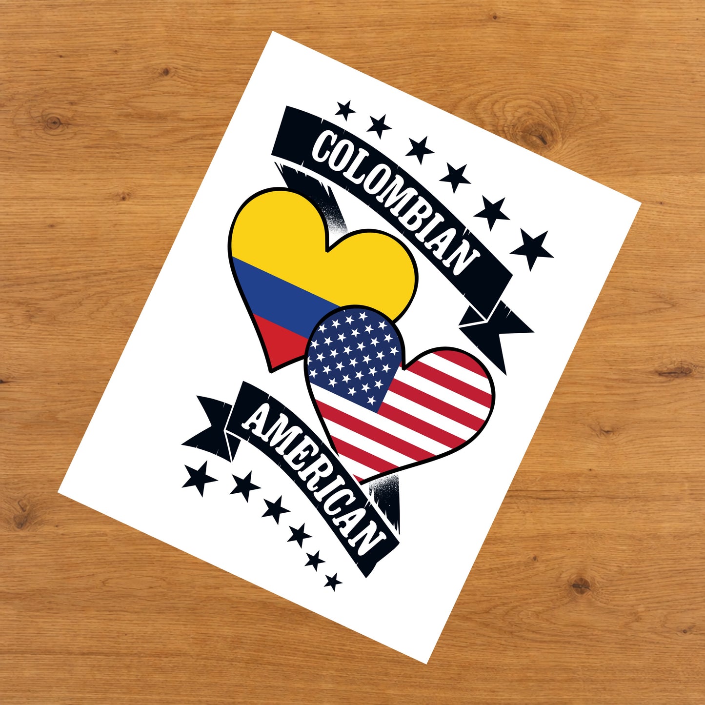 Colombian American Heart Flags Colombia America 8"x10" Wall Art Print