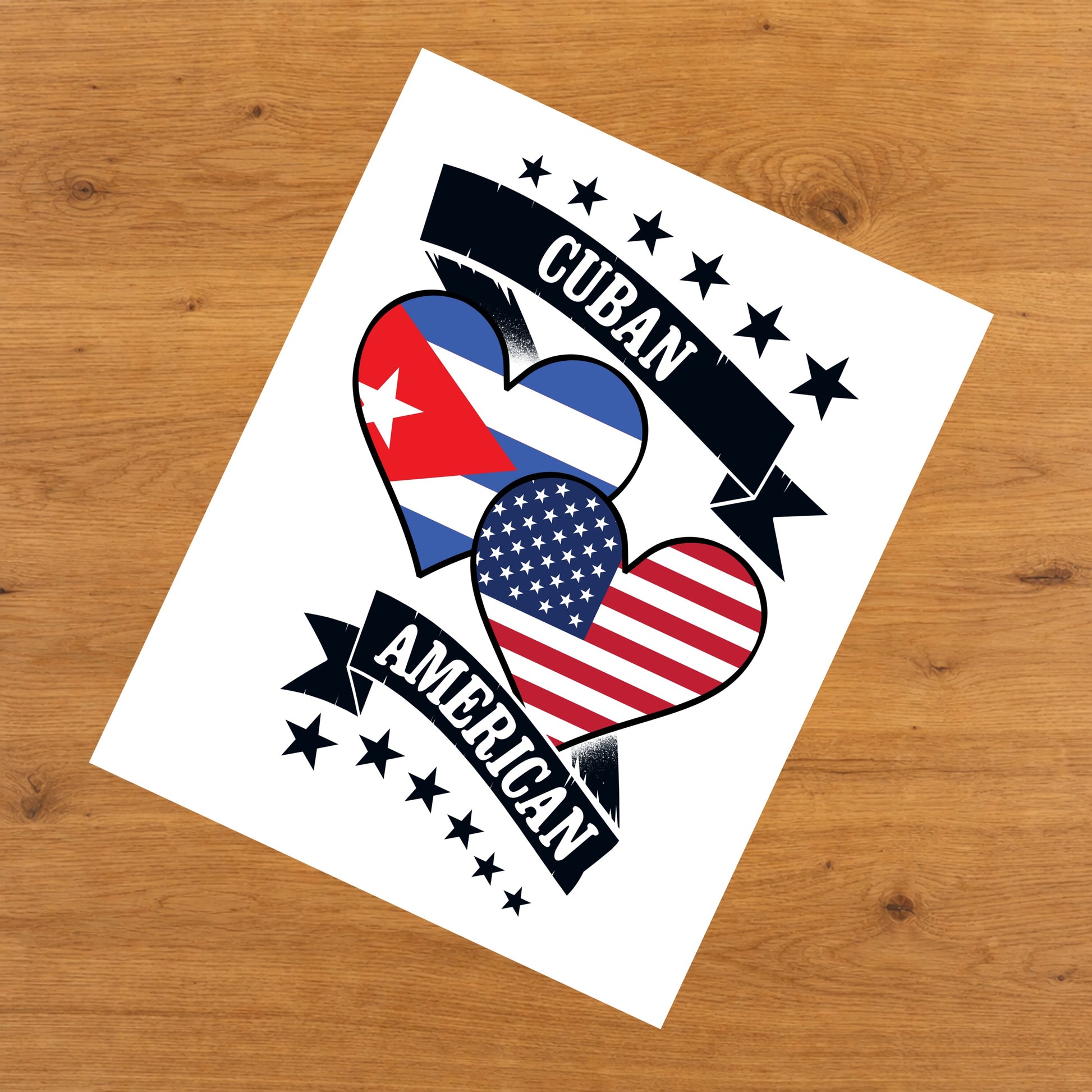 Cuban American Heart Flags Cuba America 8"x10" Wall Art Print
