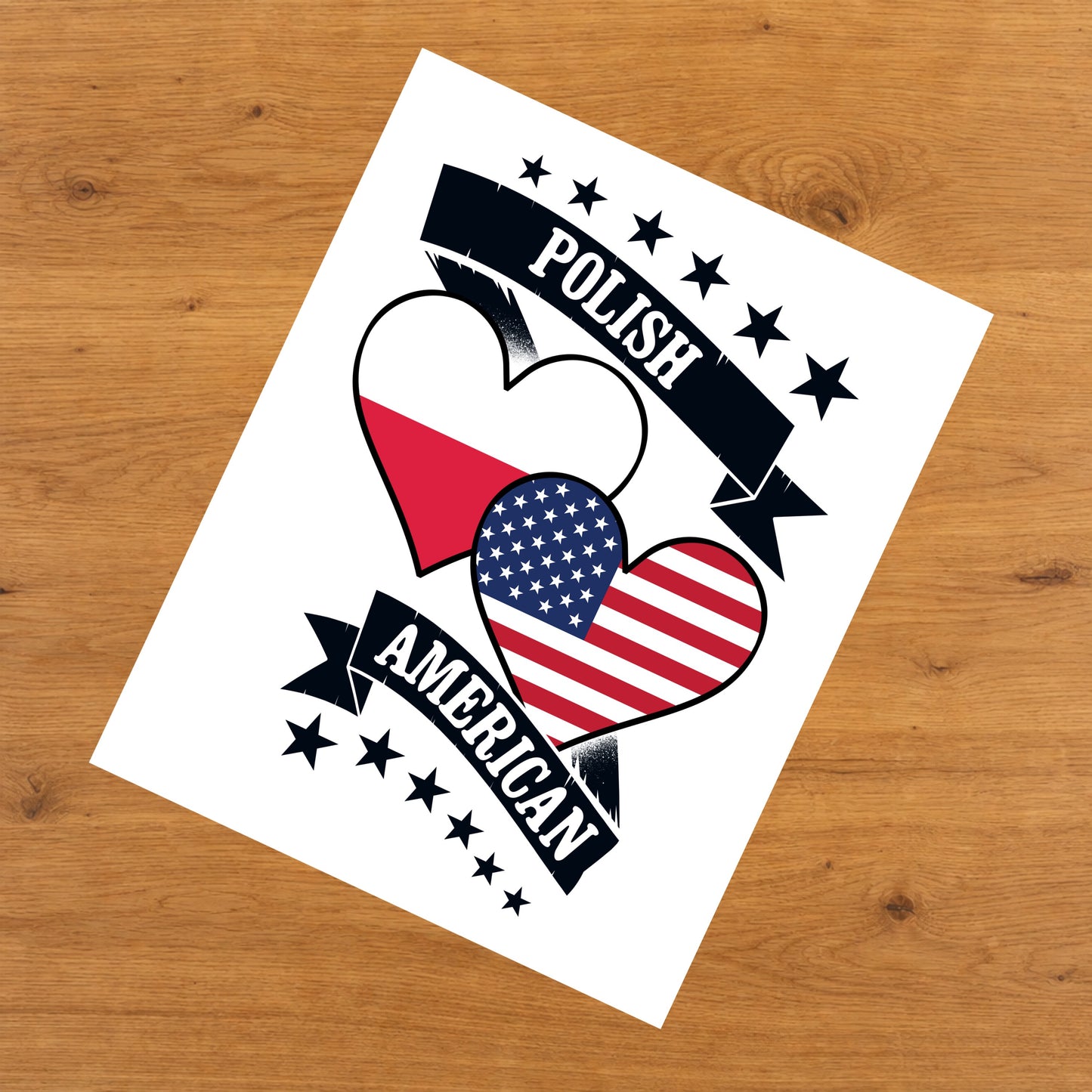 Polish American Heart Flags Poland America 8"x10" Wall Art Print