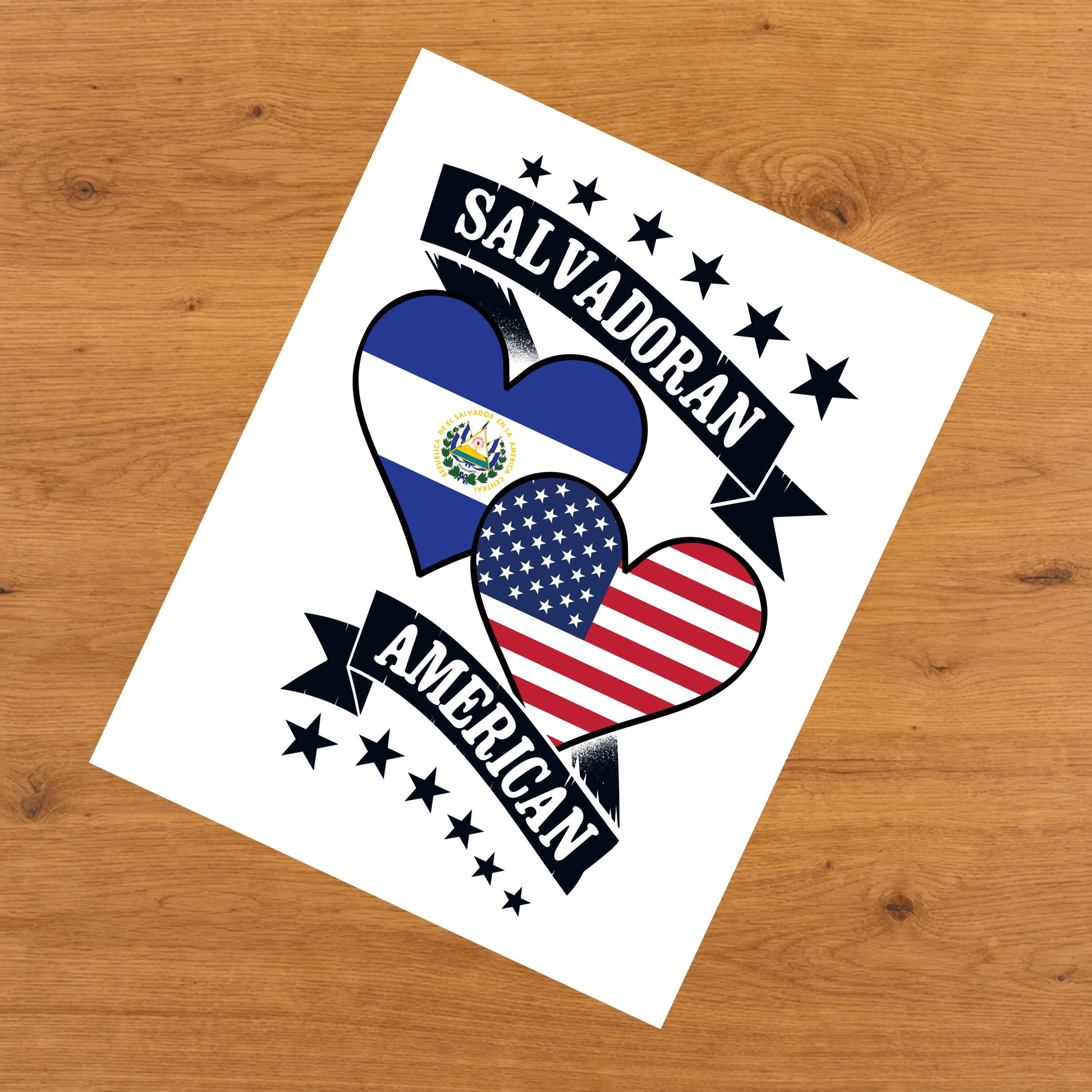 Salvadoran American Heart Flags El Salvador America 8"x10" Wall Art Print