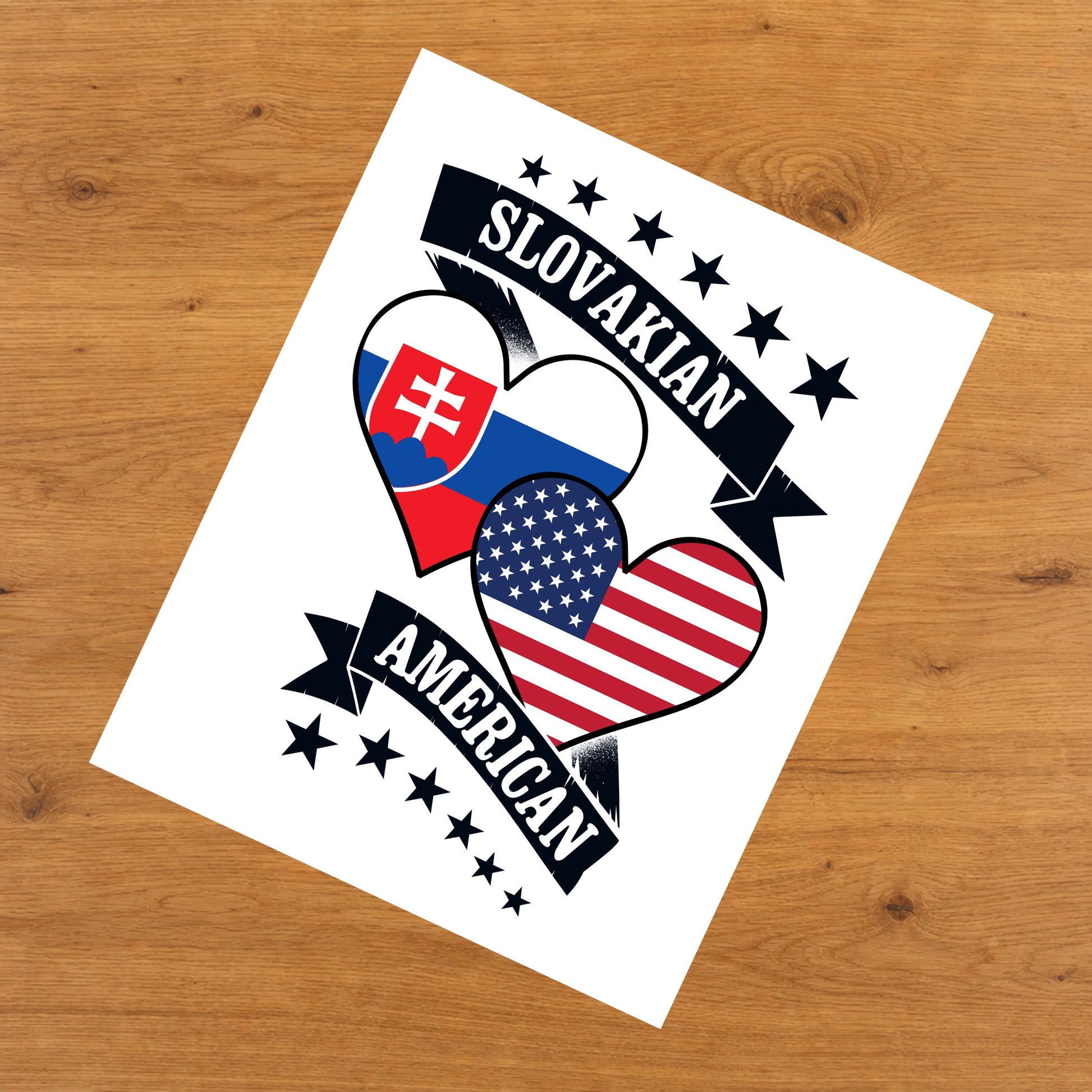 Slovakian American Heart Flags Slovakia America 8"x10" Wall Art Print