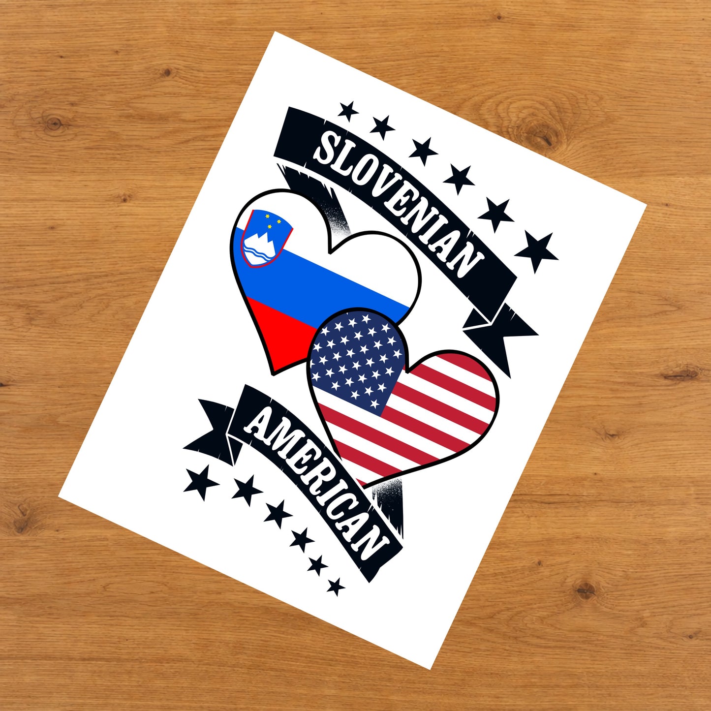 Slovenian American Heart Flags Slovenia America 8"x10" Wall Art Print