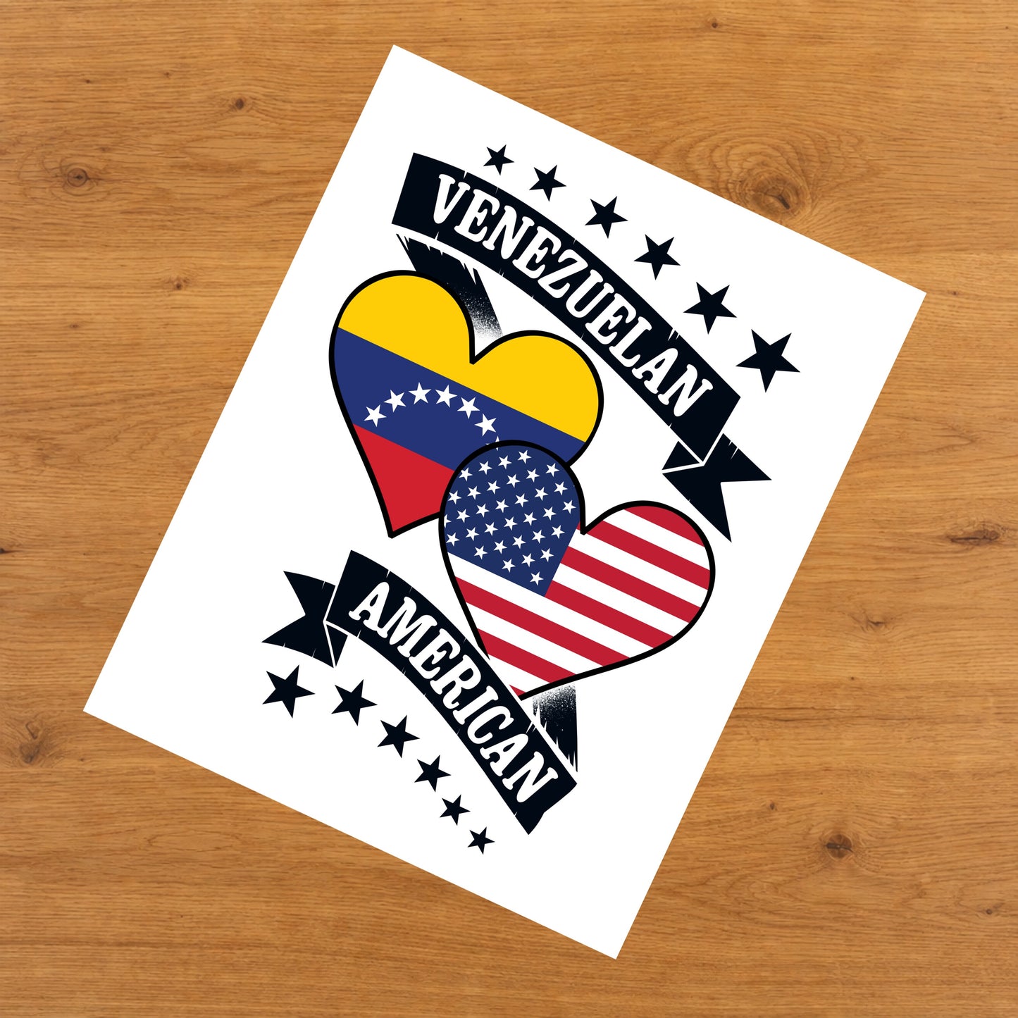 Venezuelan American Heart Flags Venezuela America 8"x10" Wall Art Print