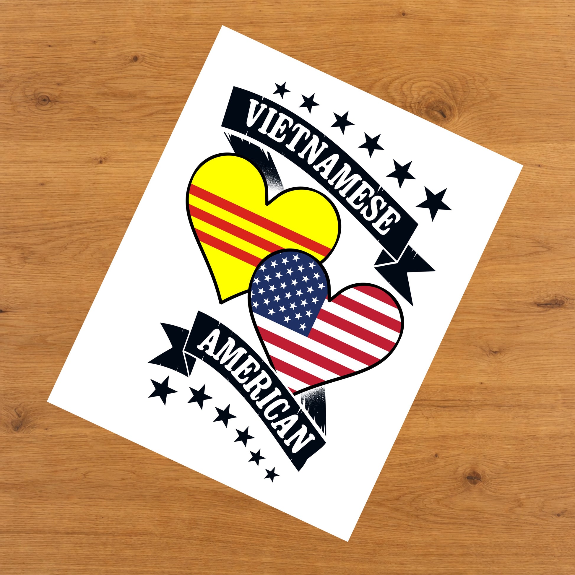 Vietnamese American Heart Flags Vietnam America 8"x10" Wall Art Print
