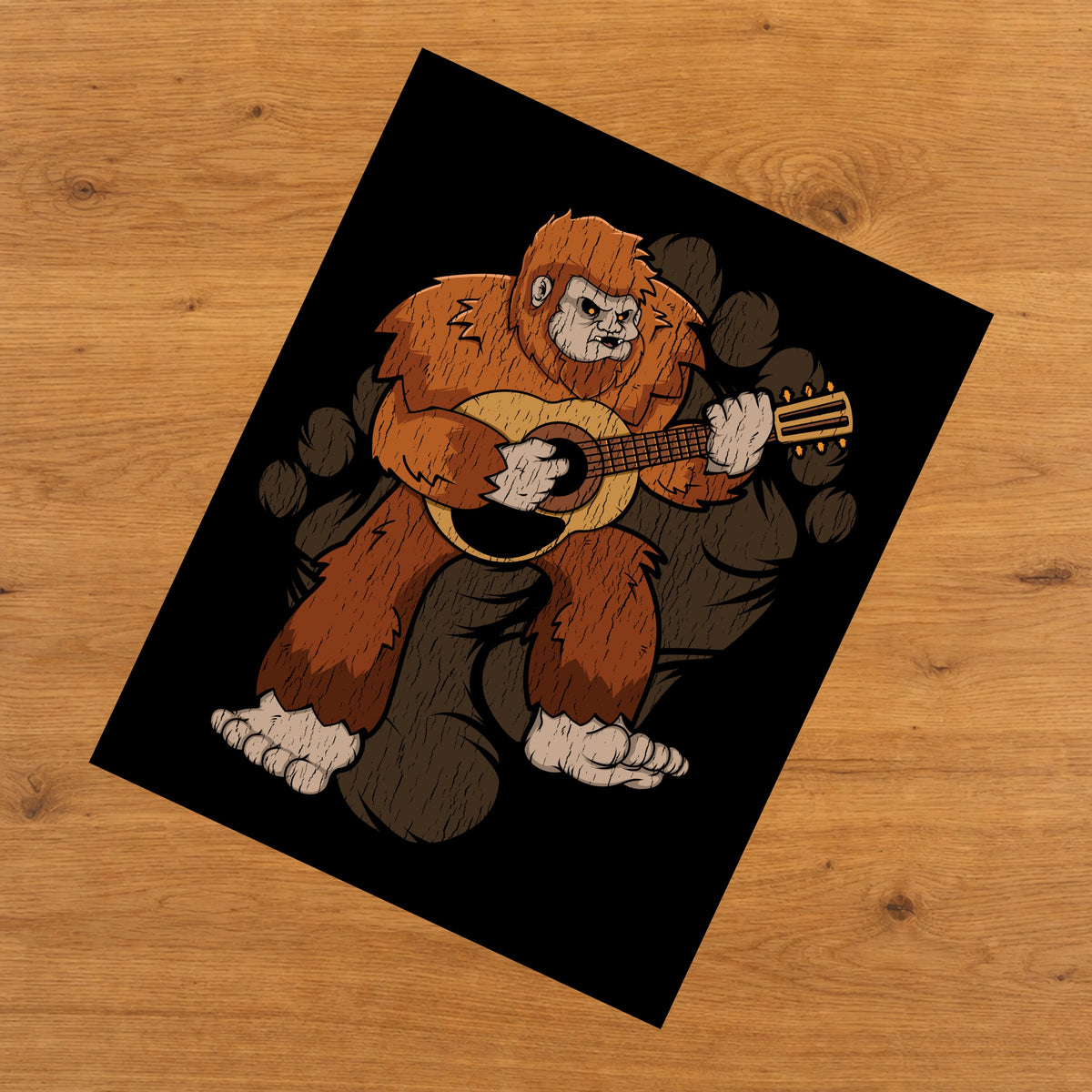 Bigfoot Guitar Art - Sasquatch Playing Guitar 8"x10" Wall Art Print