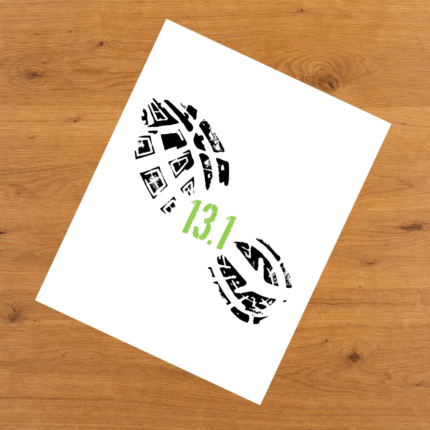 13.1 Miles Running Shoe Print Half Marathon Runner Minimalist 8"x10" Wall Art Print