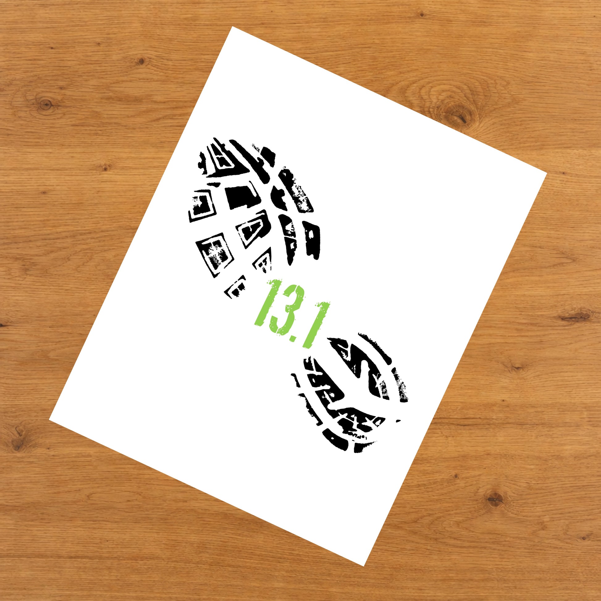 13.1 Miles Running Shoe Print Half Marathon Runner Minimalist 8"x10" Wall Art Print