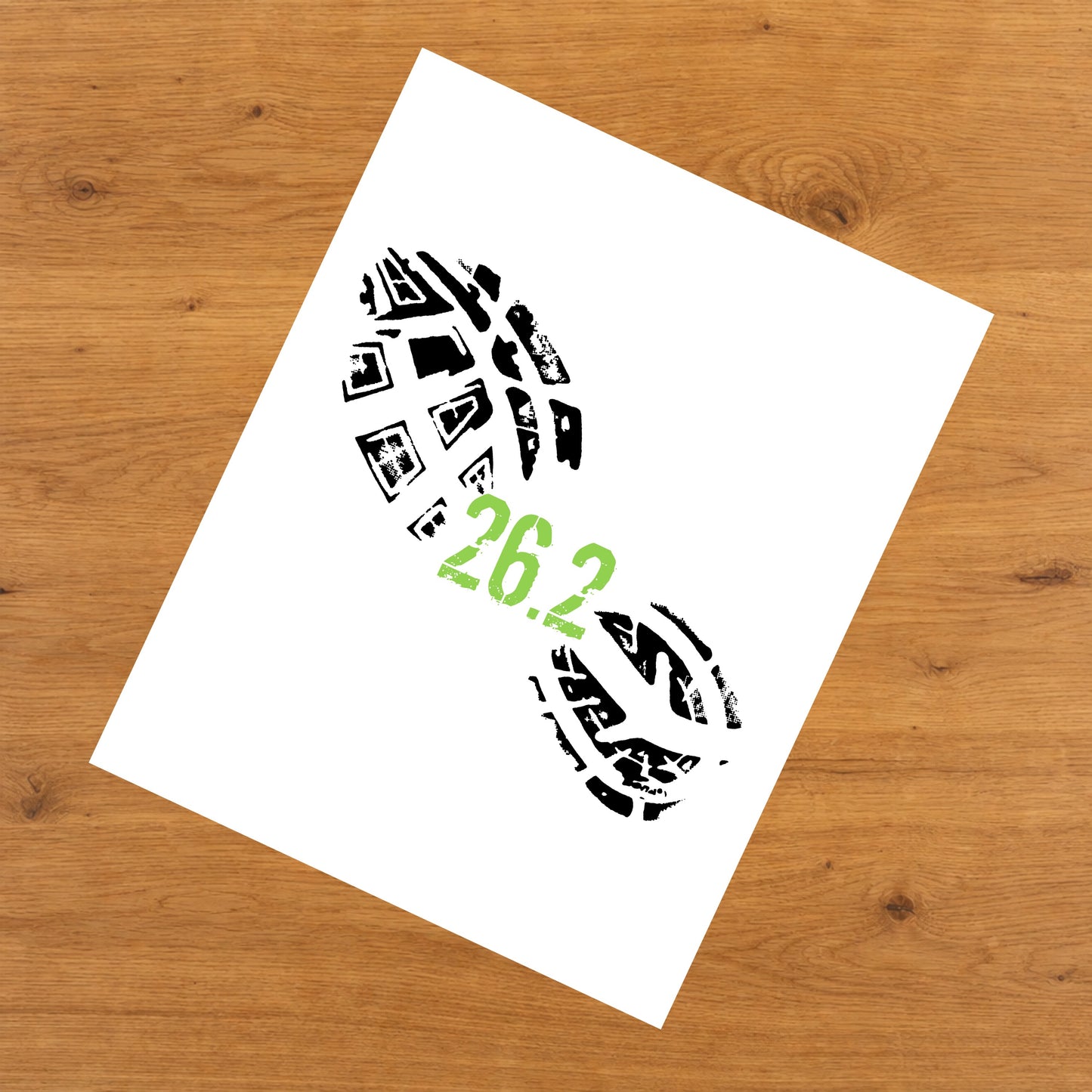 26.2 Miles Running Shoe Footprint Marathon Runner Minimalist 8"x10" Wall Art Print