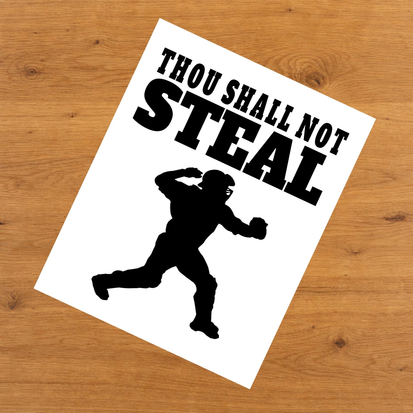 Thou Shall Not Steal Funny Baseball Catcher 8"x10" Wall Art Print
