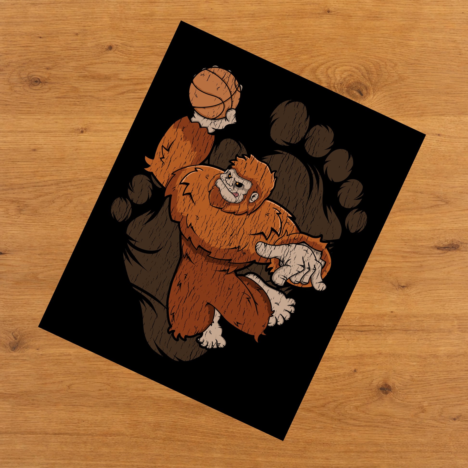 Bigfoot Basketball Art - Sasquatch Dunking 8"x10" Wall Art Print