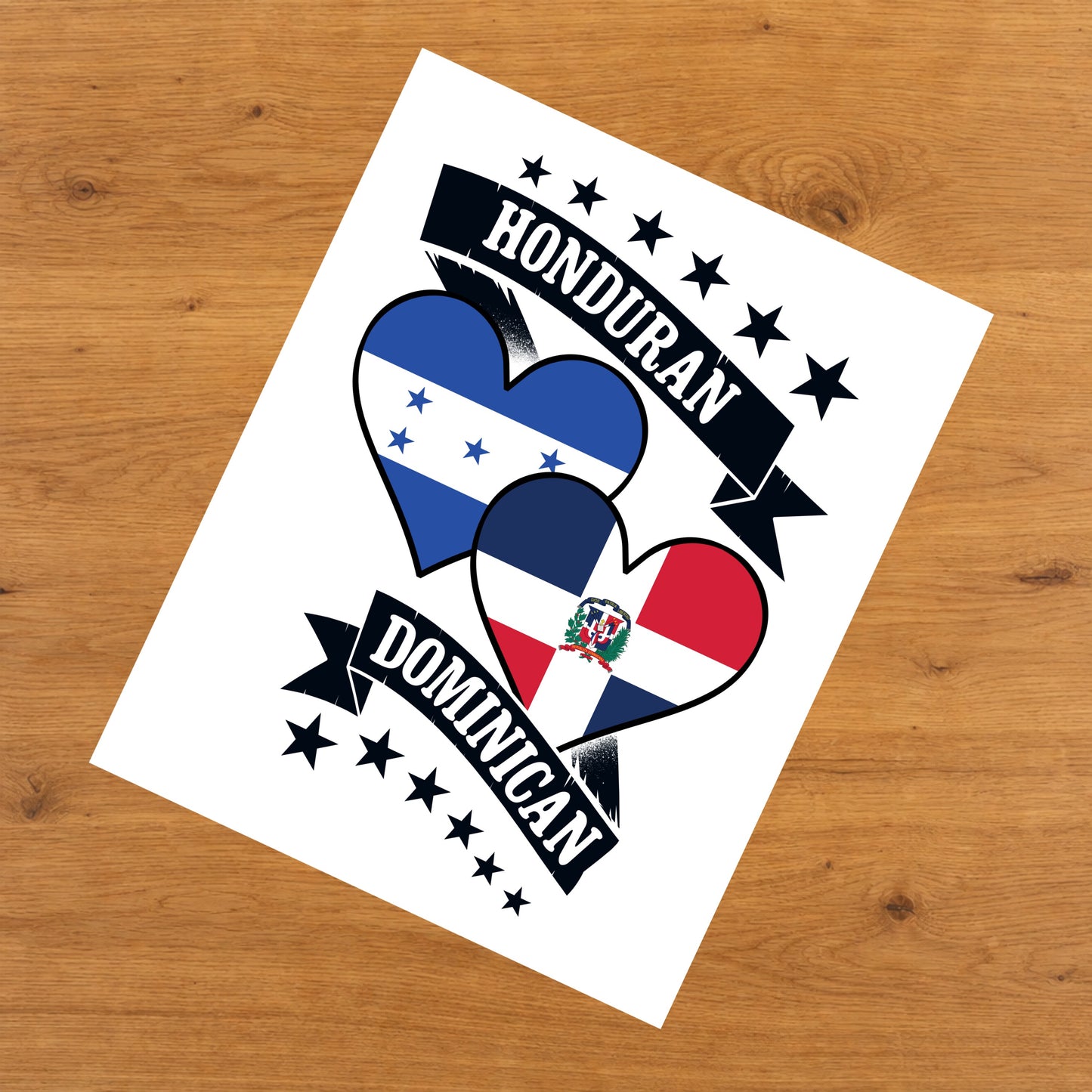 Honduran Dominican Heart Flags Honduras Dominican Republic 8"x10" Wall Art Print