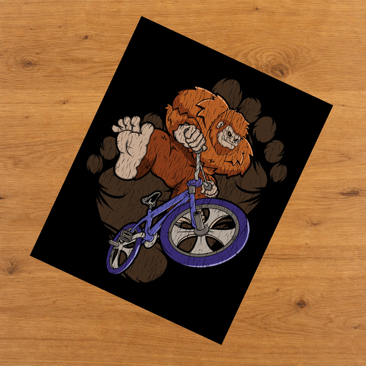 Bigfoot BMX Art - Sasquatch on BMX Bike 8"x10" Wall Art Print