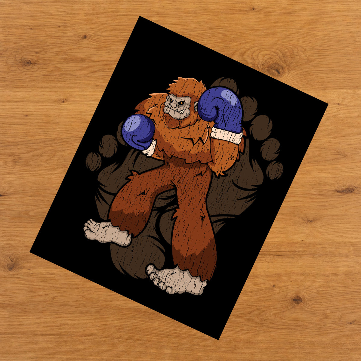 Bigfoot Boxing Art - Sasquatch Boxing 8"x10" Wall Art Print