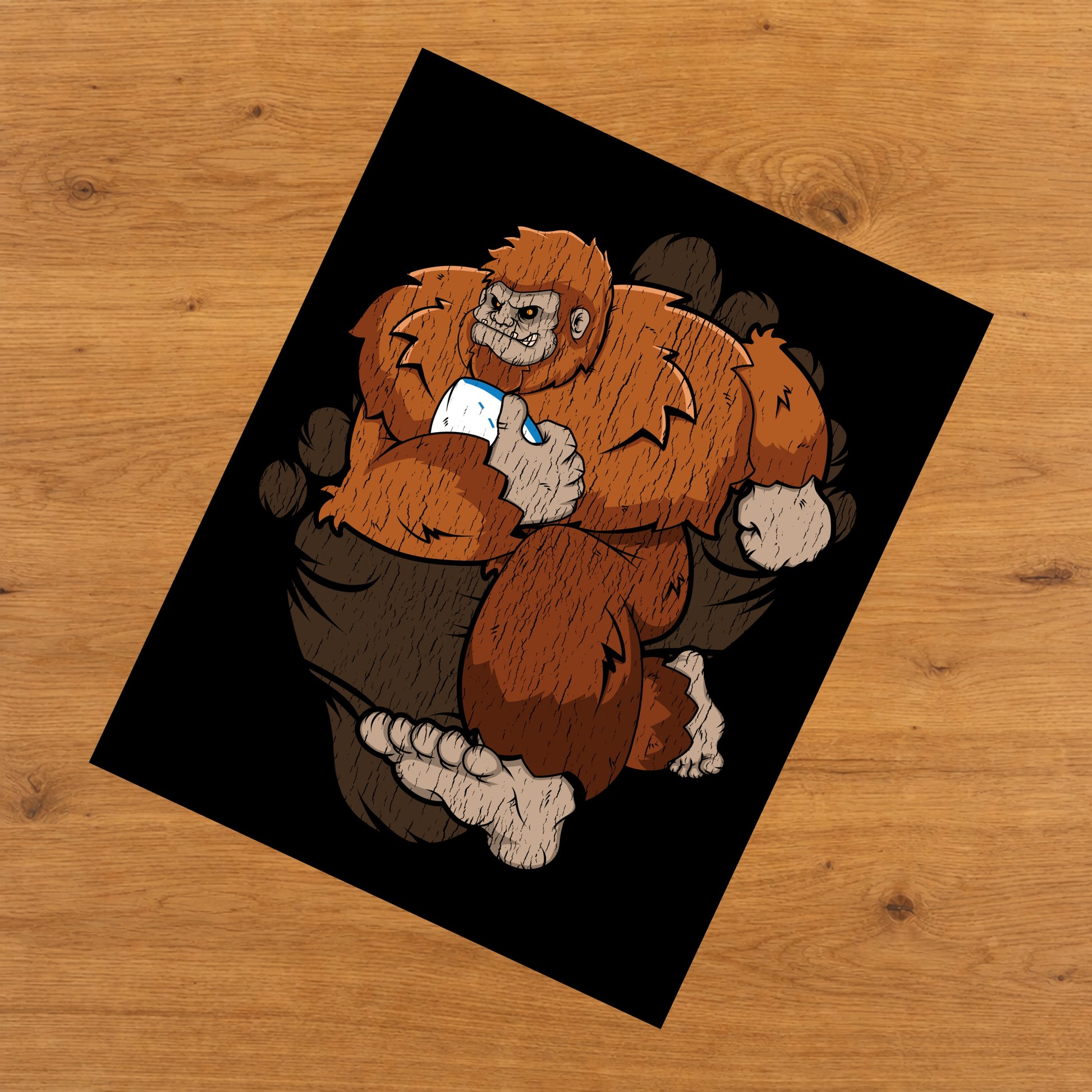 Bigfoot Rugby Art - Sasquatch Playing Rugby 8"x10" Wall Art Print
