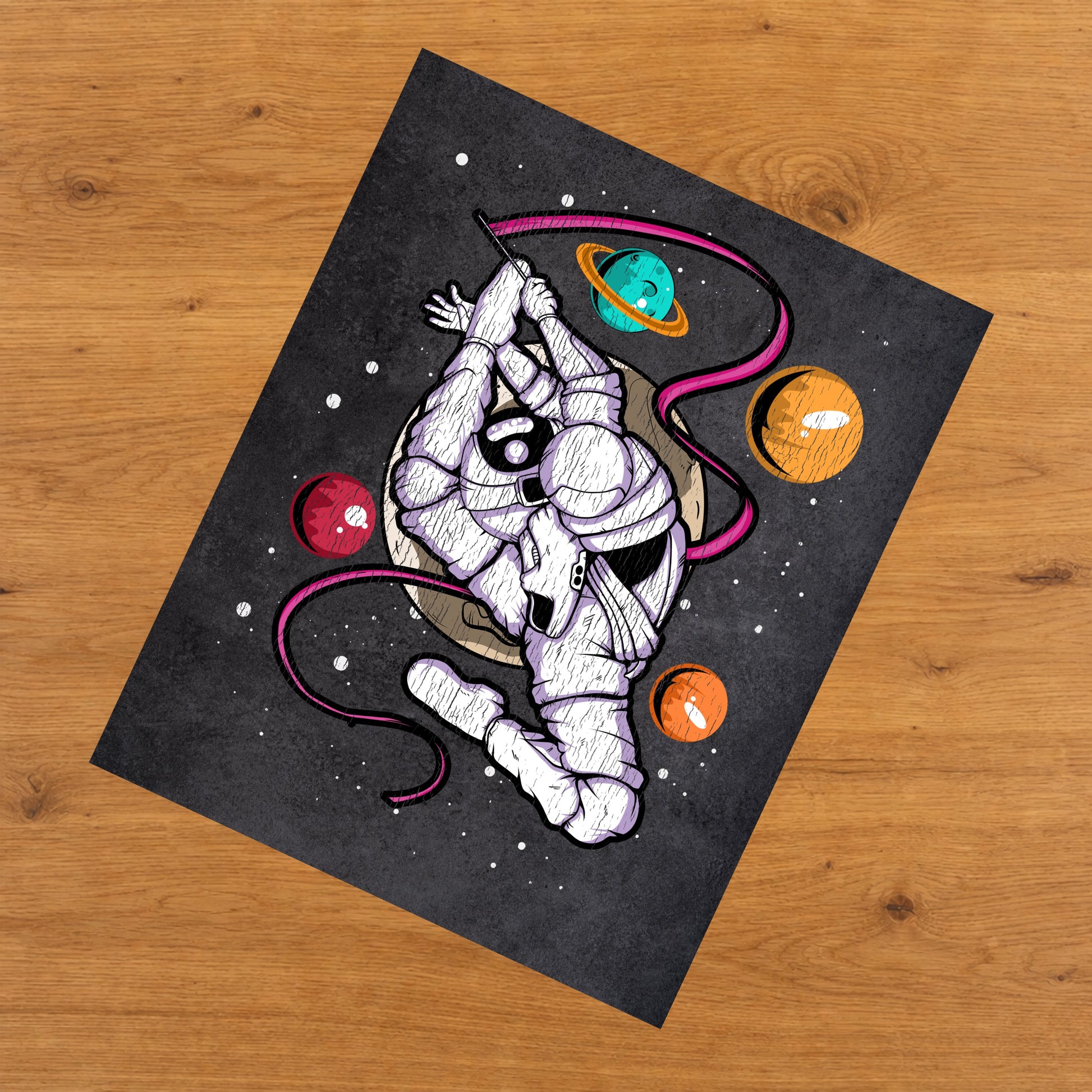 Gymnastics Astronaut Outer Space Spaceman Distressed 8"x10" Wall Art Print