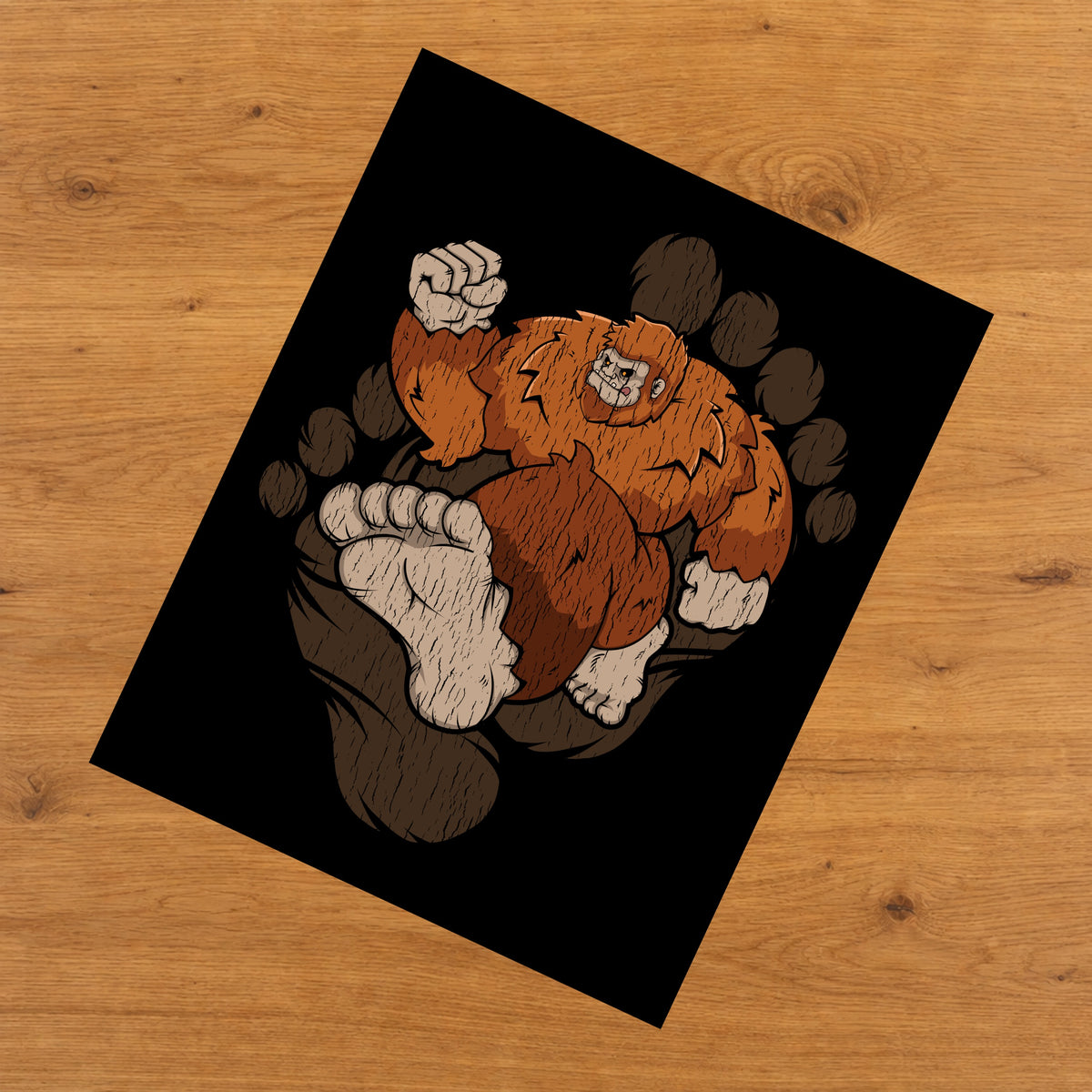 Bigfoot Marathon Art - Sasquatch Running 8"x10" Wall Art Print