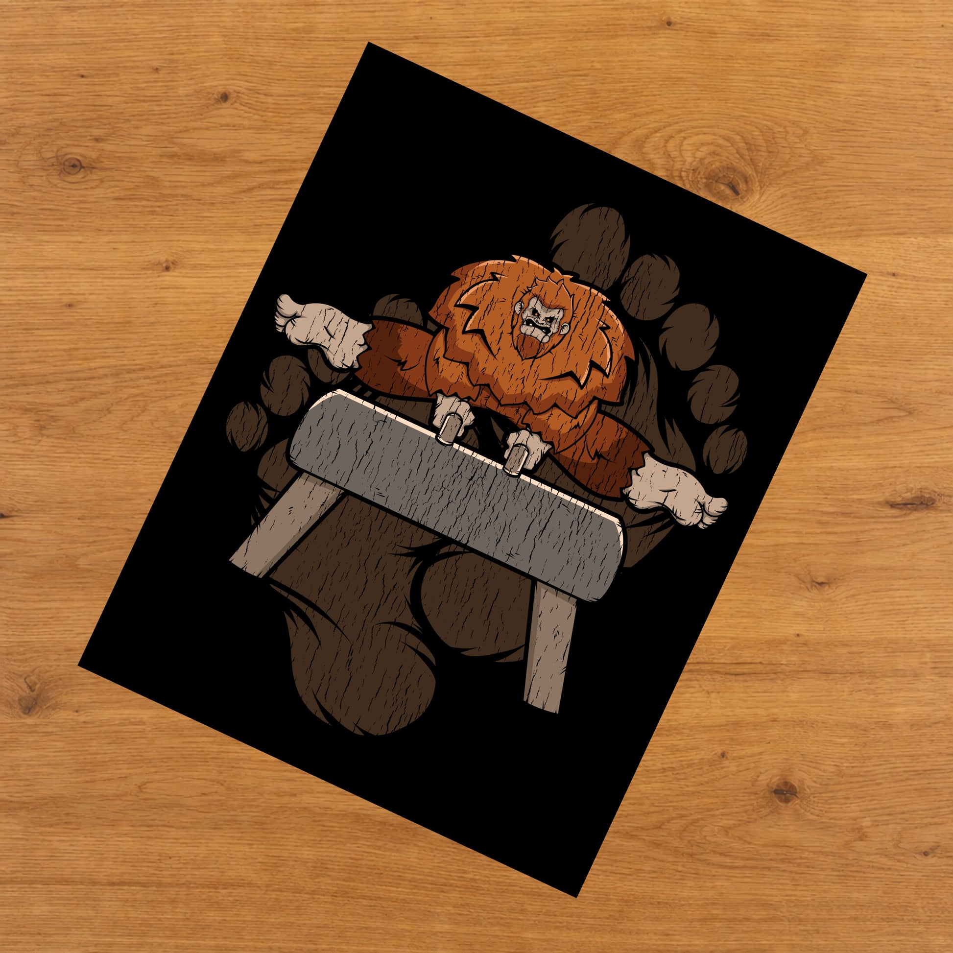 Bigfoot Gymnastics Art - Sasquatch on Pommel Horse 8"x10" Wall Art Print