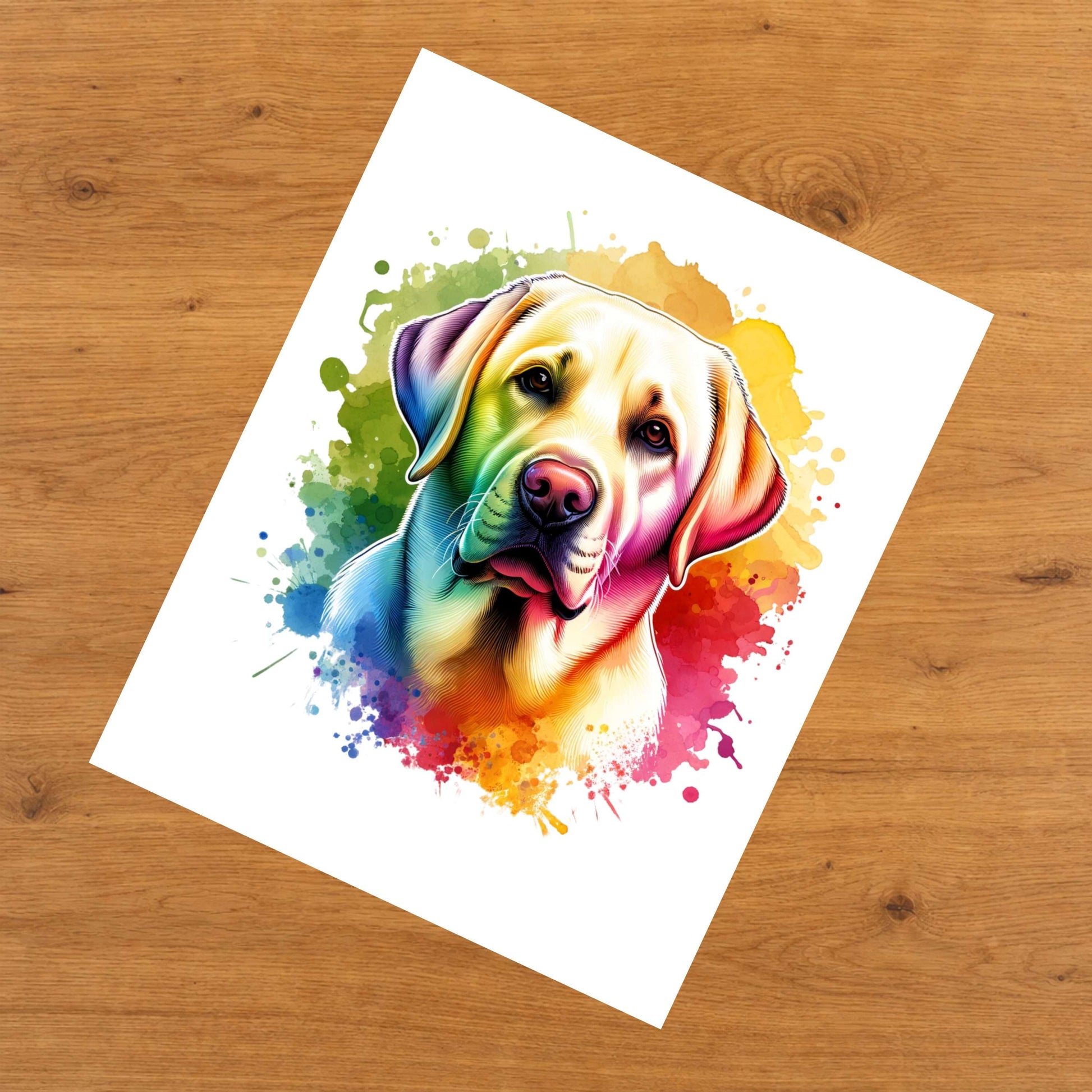 Labrador Retriever Rainbow Watercolor Portrait Dog Lover 8"x10" Wall Art Print - Labrador Retriever Gift