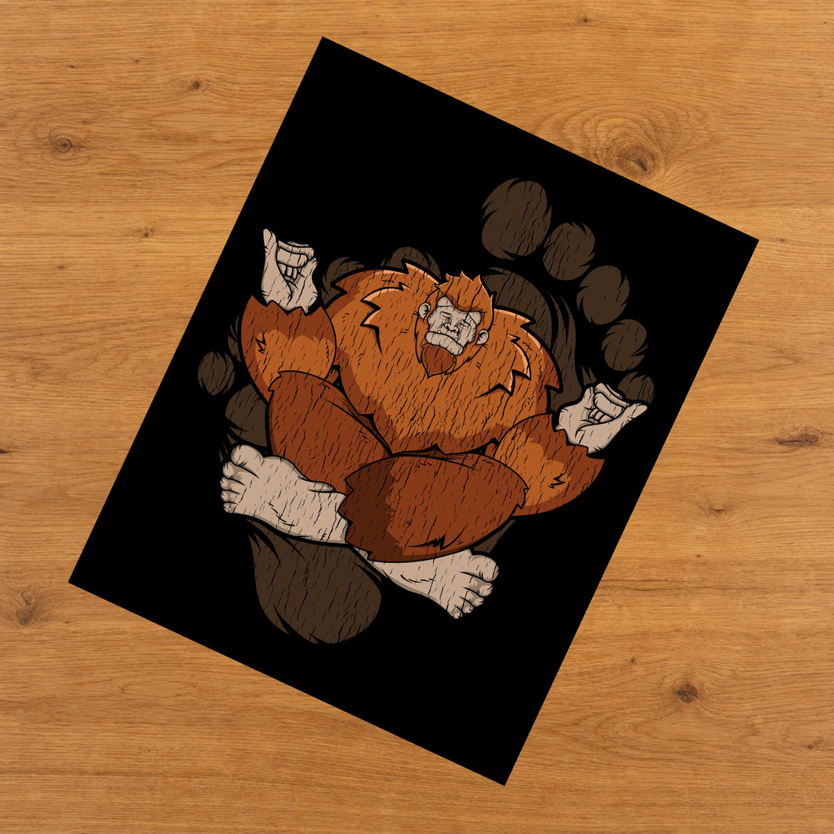 Bigfoot Yoga Art - Sasquatch Meditating 8"x10" Wall Art Print