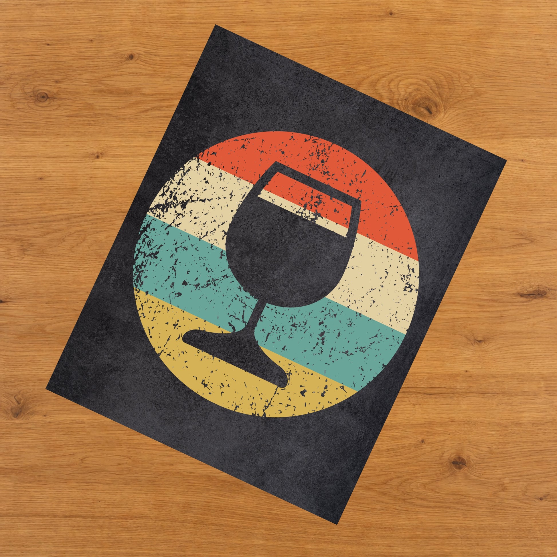 Glass of Wine Icon Retro 8"x10" Wall Art Print