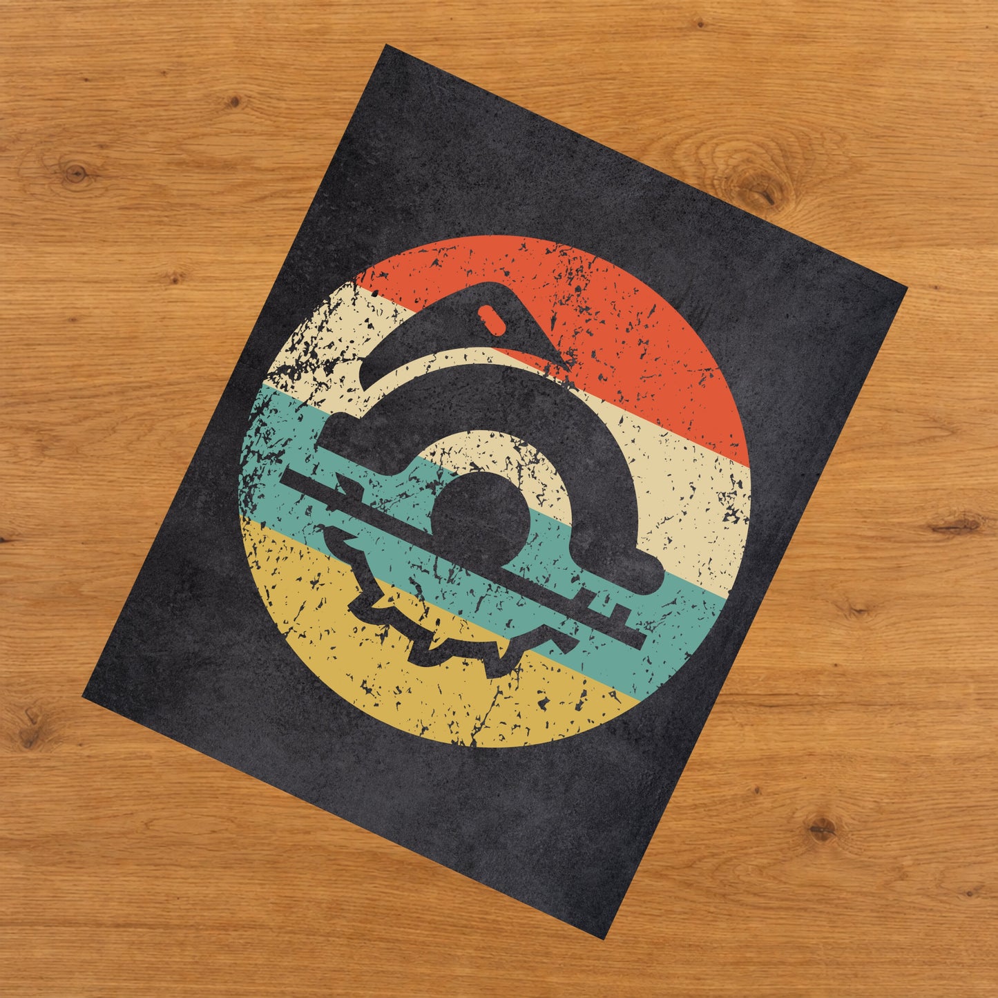Circular Saw Carpentry Icon Retro 8"x10" Wall Art Print