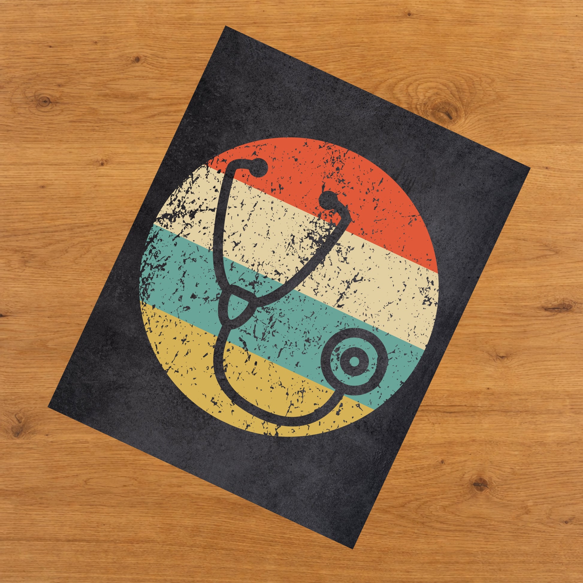 Stethoscope Doctor Nurse Icon Retro 8"x10" Wall Art Print