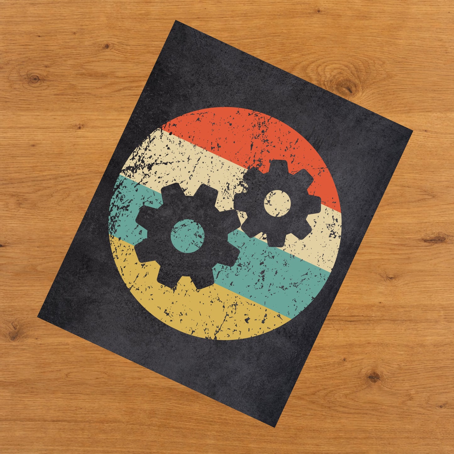 Gears Engineering Icon Retro 8"x10" Wall Art Print