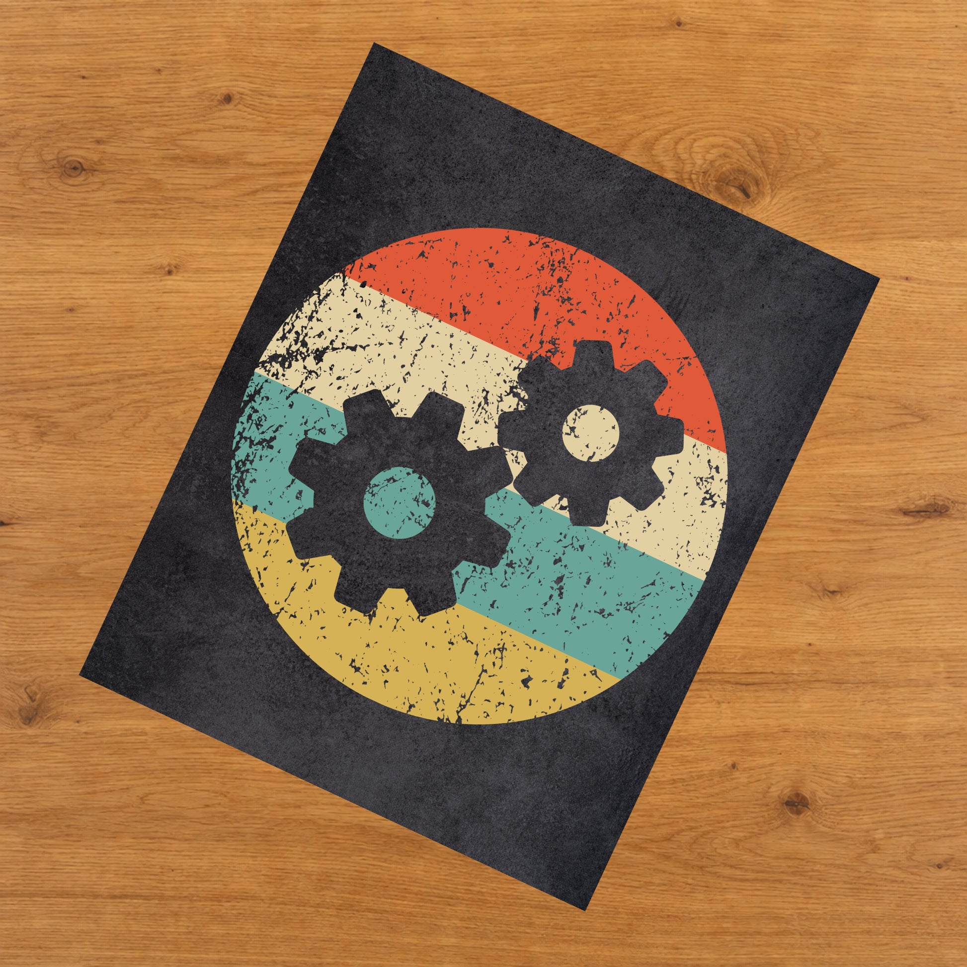 Gears Engineering Icon Retro 8"x10" Wall Art Print