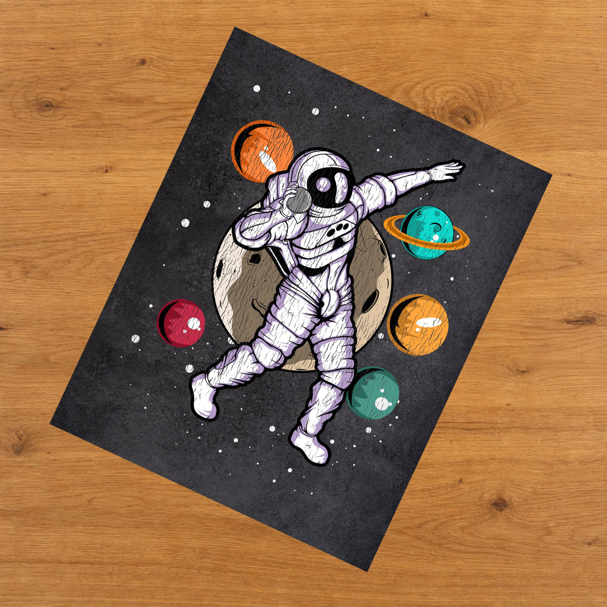 Shot Put Astronaut Outer Space Spaceman Track and Field Distressed 8"x10" Wall Art Print