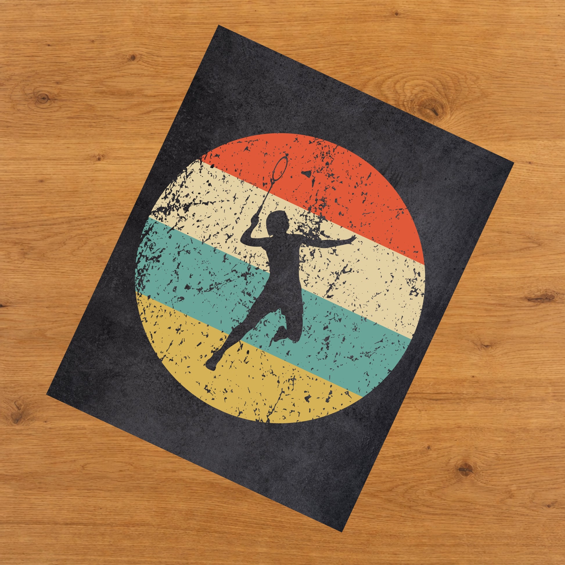 Badminton Player Sports Icon Retro 8"x10" Wall Art Print