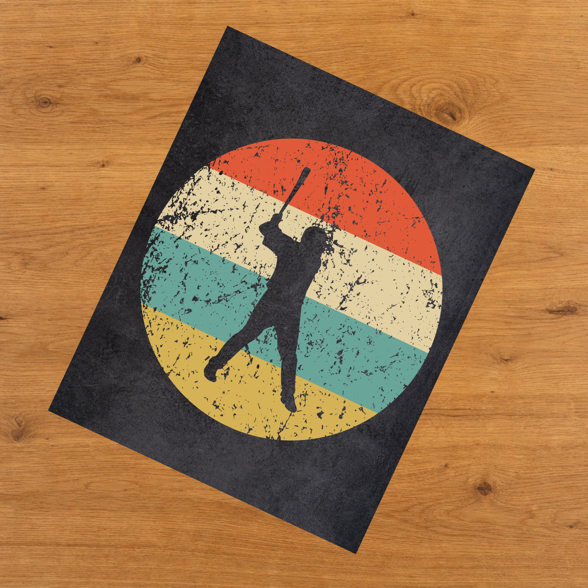 Baseball Player Sports Icon Retro 8"x10" Wall Art Print