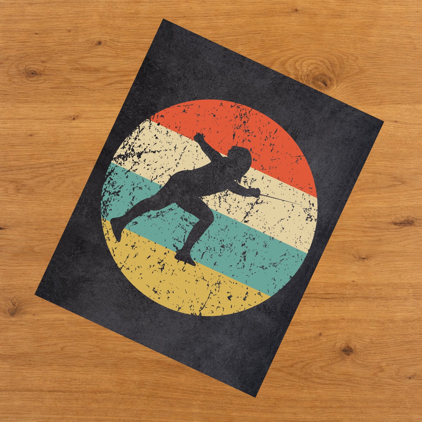 Fencer Fencing Sports Icon Retro 8"x10" Wall Art Print