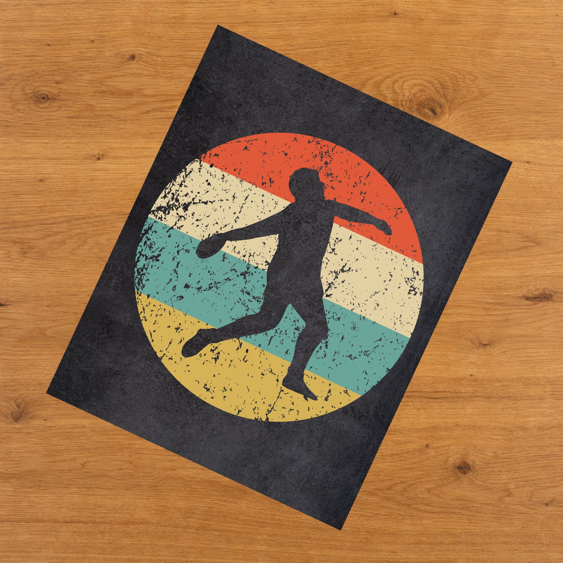 Discus Throw Track and Field Sports Icon Retro 8"x10" Wall Art Print