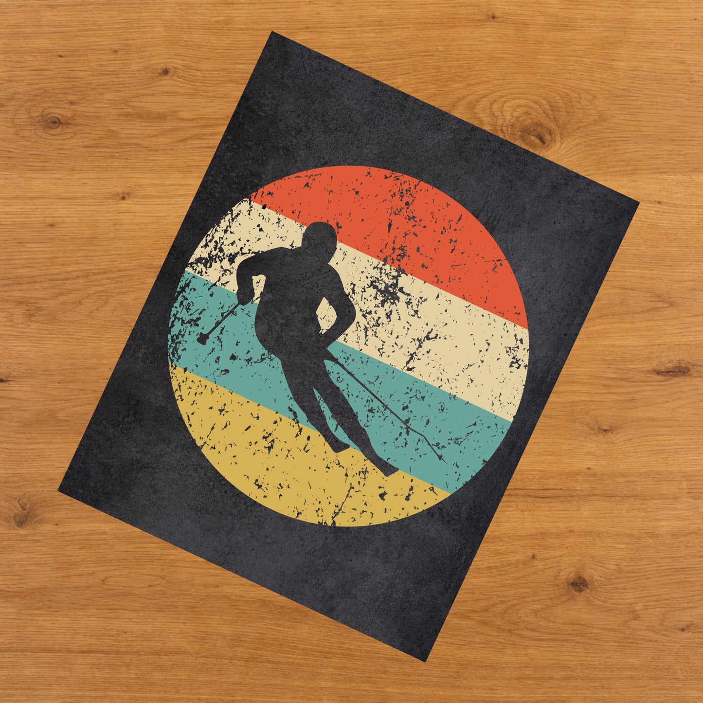 Downhill Skiing Sports Icon Retro 8"x10" Wall Art Print