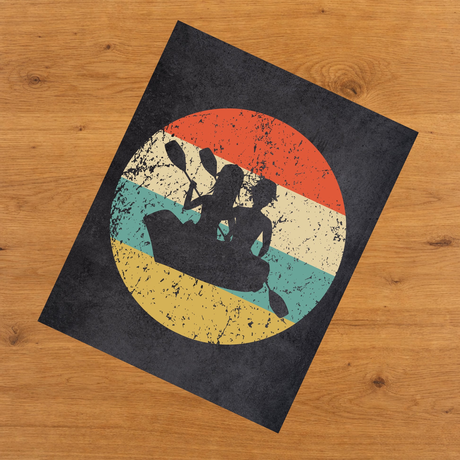 Canoe Icon Retro 8"x10" Wall Art Print